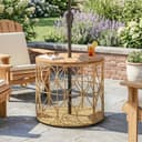 Outsunny Beistelltisch Rattanoptik Akazienholz Beige Bild 2