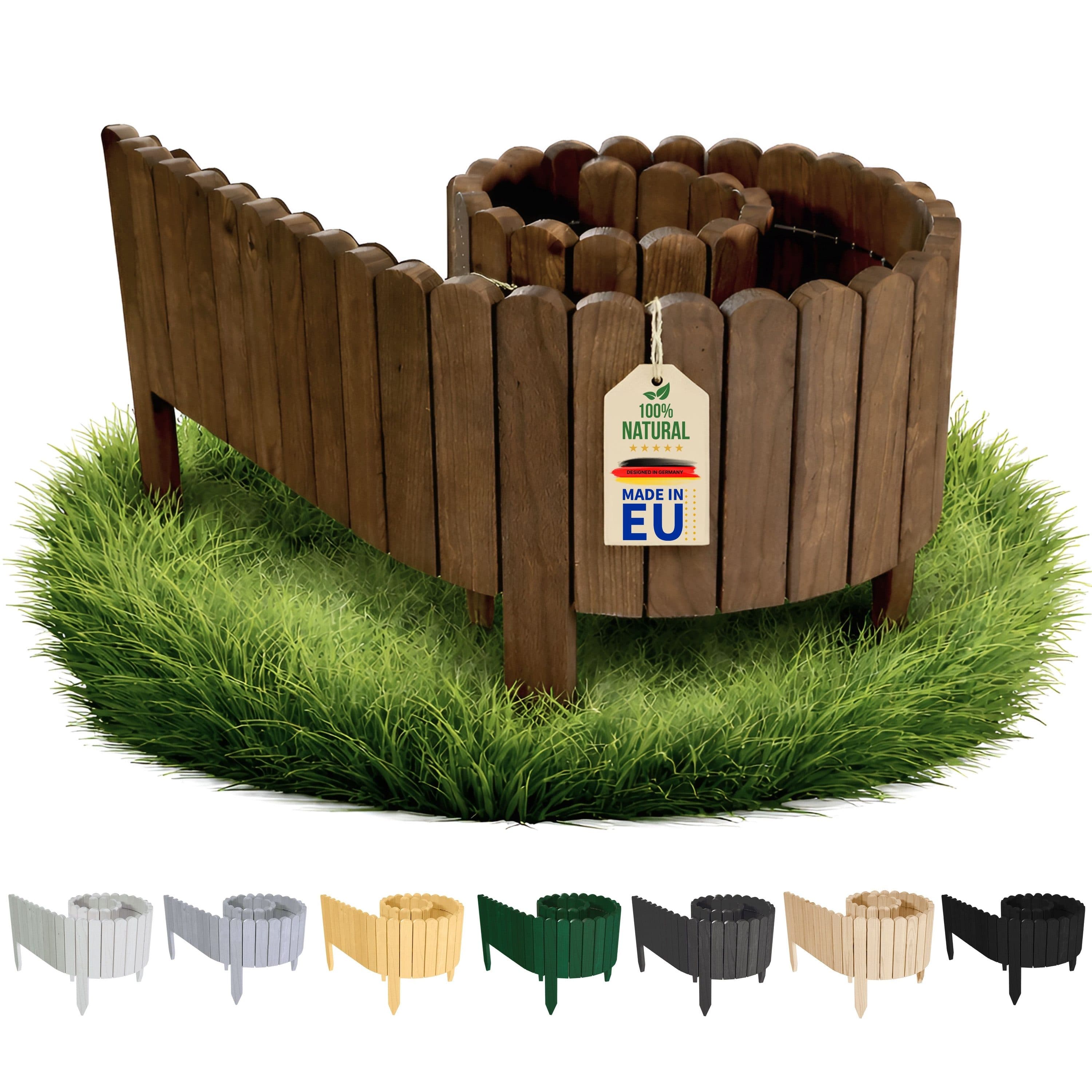 Floranica Flexible Beeteinfassung aus Kiefernholz Dunkelbraun - Bild 2