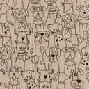SCHÖNER LEBEN. Dekostoff Meterware Leinenlook Cartoon-Hunde natur/schwarz Bild 2