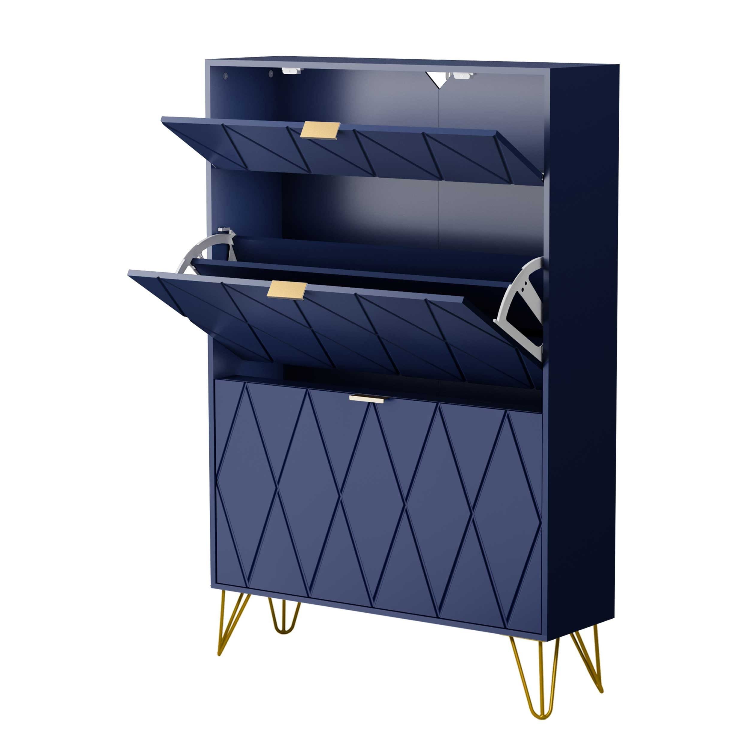 UEV Schuhschrank 2 Klappen 16 Paar Schuhe 80x24x120 cm Platzsparend - Bild 2