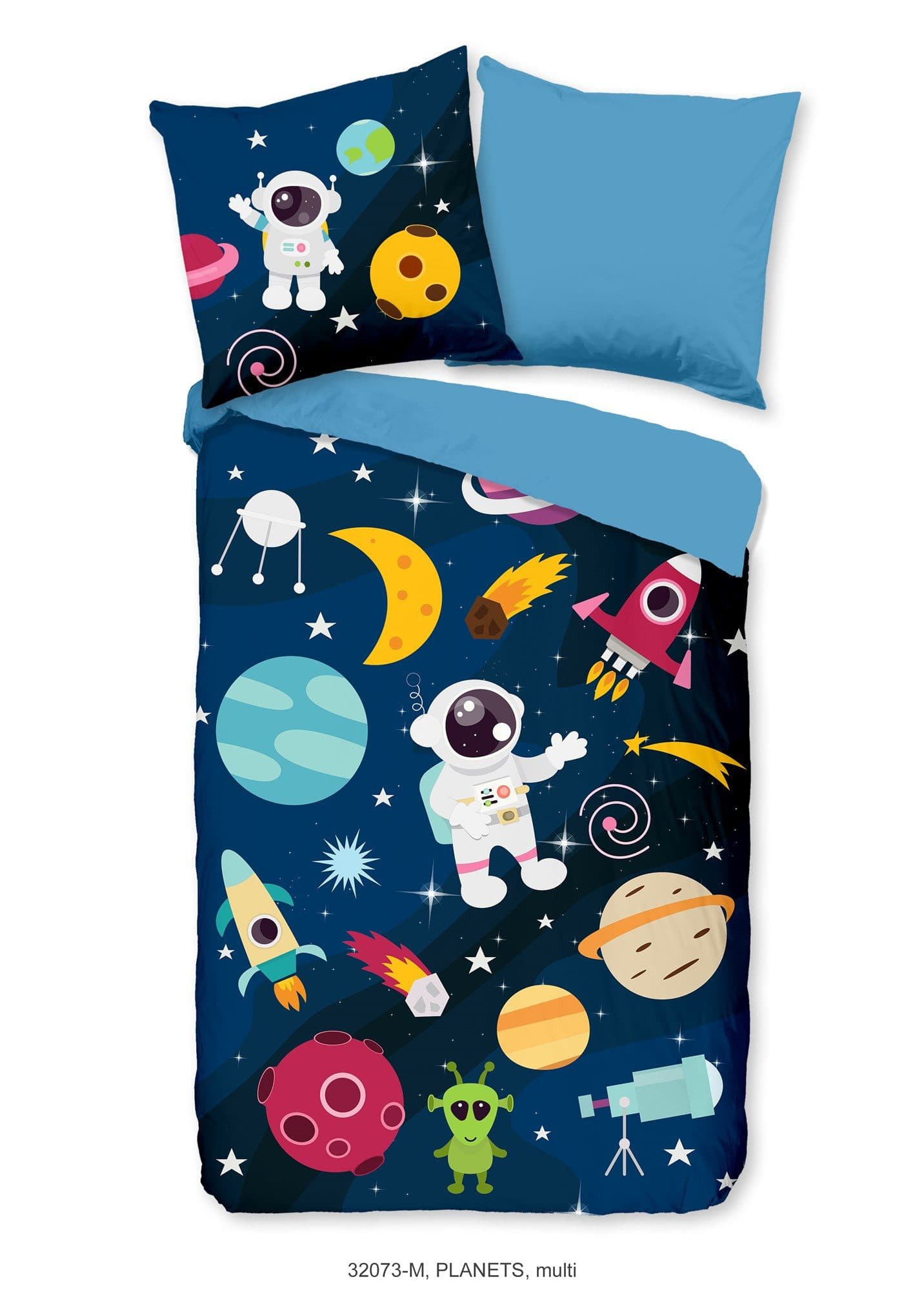 PURE luxury collection Kinderbettwäsche Planets Blau Weltall