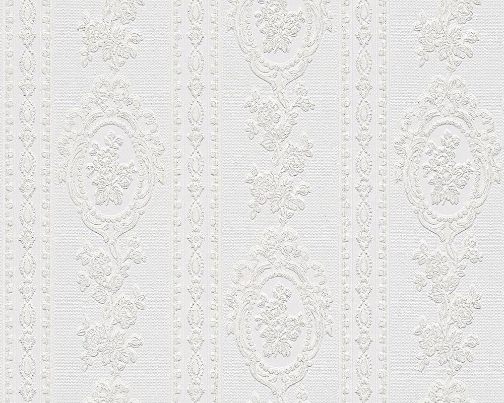 living walls Schaumtapete Belle Epoque 1861 Weiß/Silber Barock Streifen - Bild 2