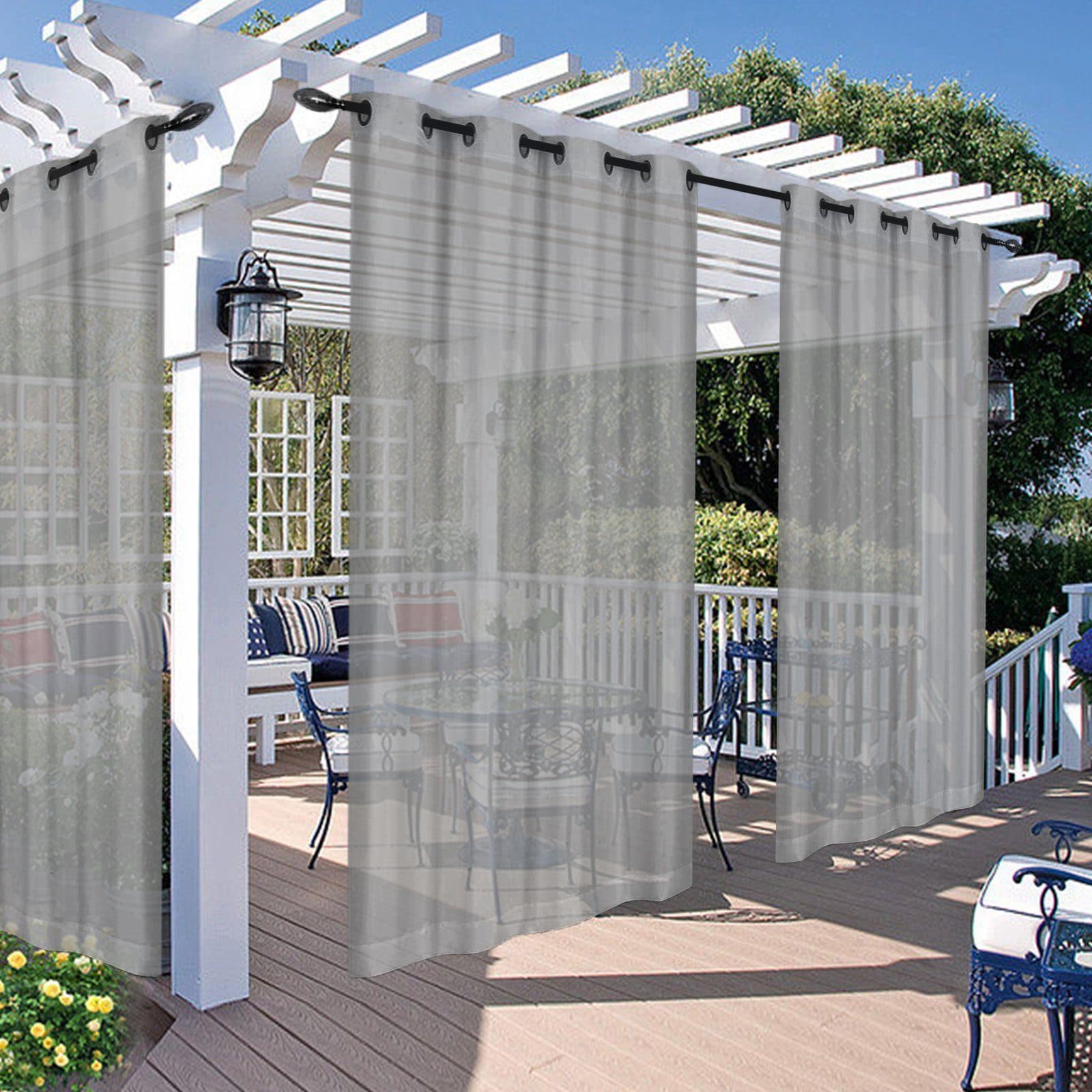 Jibenhome Outdoorvorhang Transparent mit Ösen Spritzwassergeschützt - Bild 2