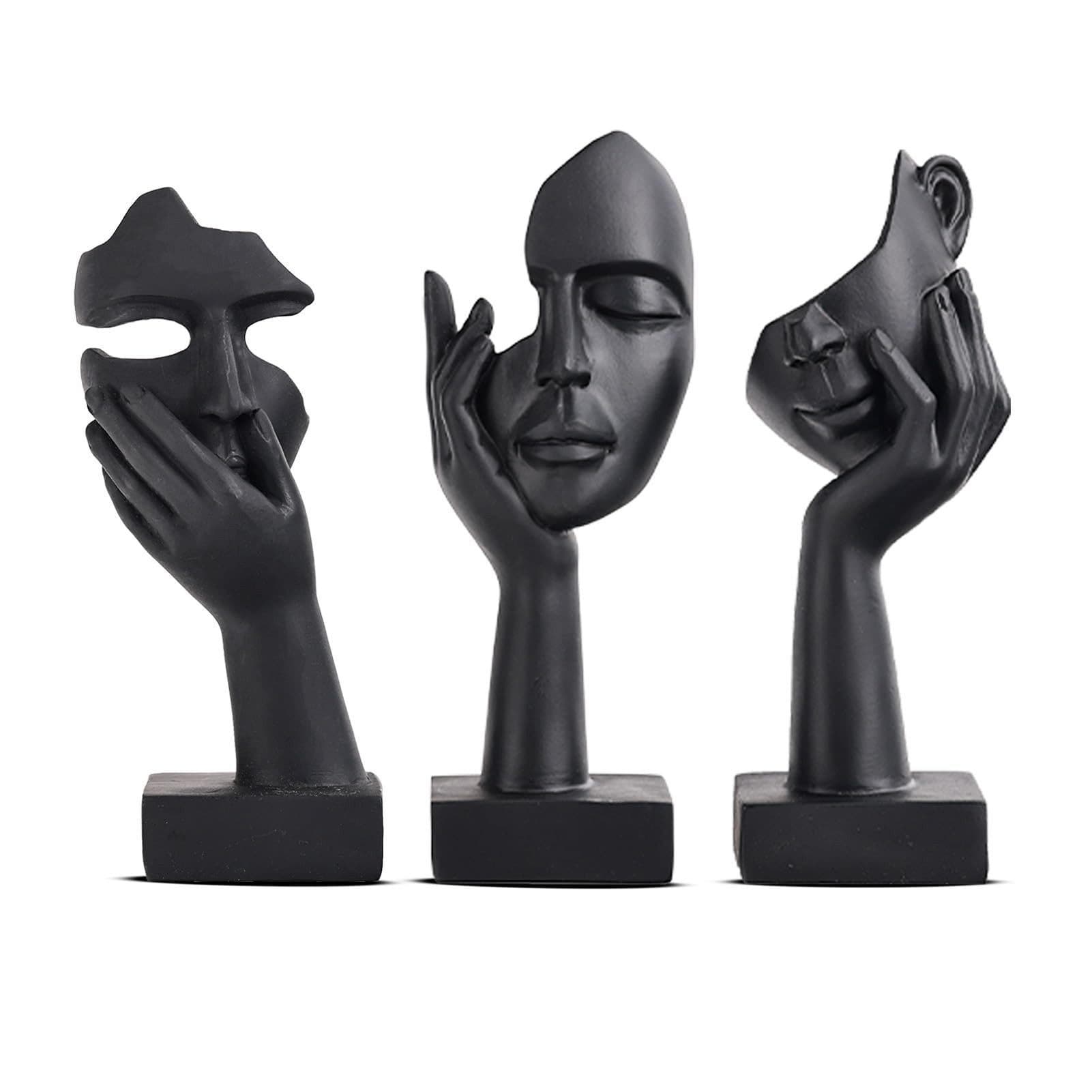 feinlux Skulptur Set 3 St. Schwarze Frauengesicht Dekoration Modern - Bild 2