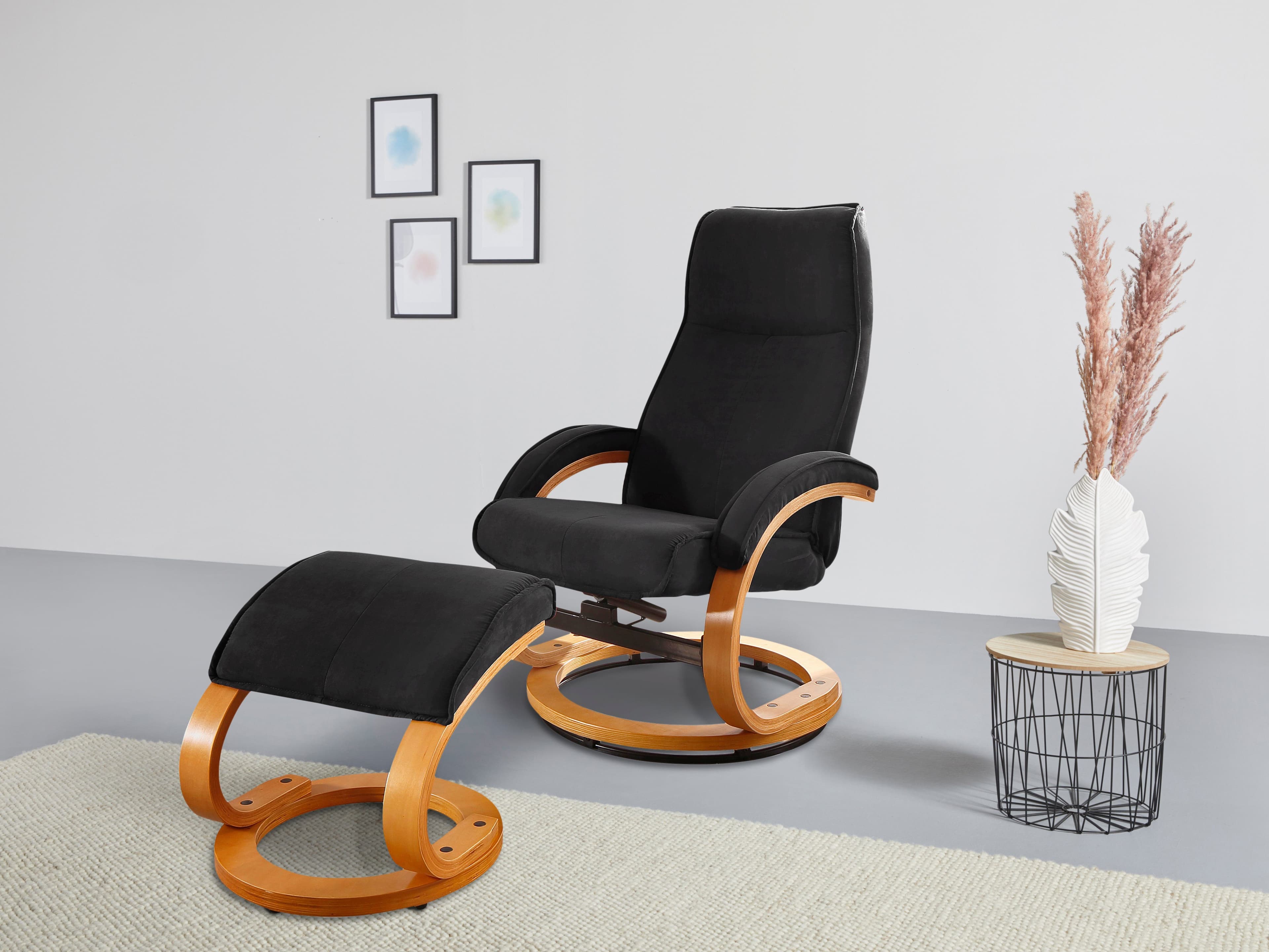 Home Affaire Relaxsessel Paris mit Hocker Schwarz Leder/Kunstleder - Bild 2