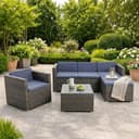 ESTEXO Rattan Lounge Sitzgruppe 5-tlg. Grau mit Kissen Bild 2