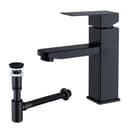HOMELODY Waschtischarmatur Schwarz Pop-Up Ablaufventil Universal Siphon Bild 2