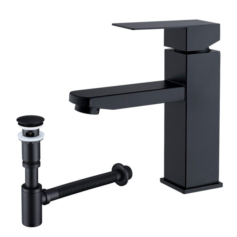 HOMELODY Waschtischarmatur Schwarz Pop-Up Ablaufventil Universal Siphon - Bild 2