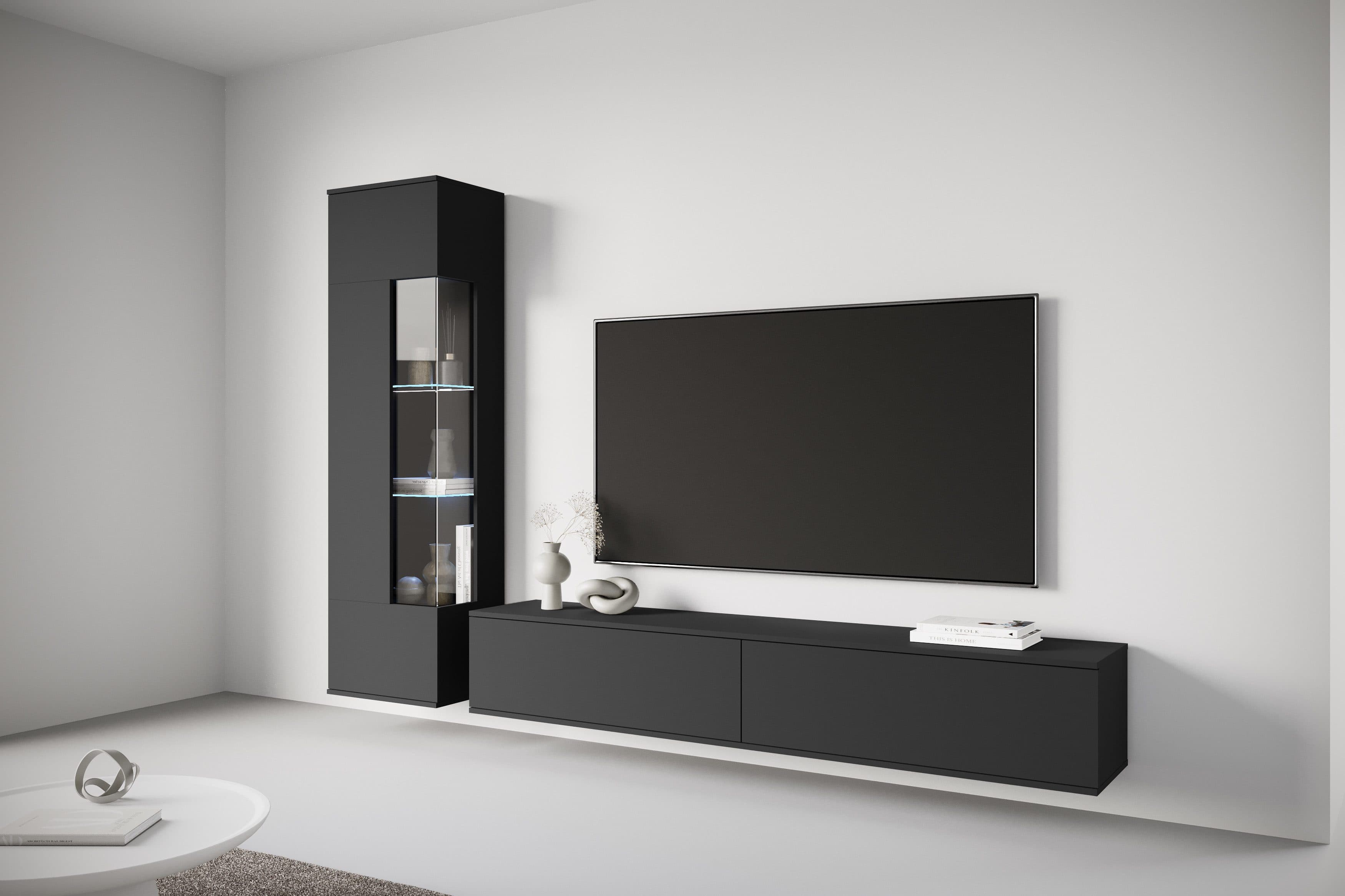 OTTO HOME Wohnwand Kenia Schwarz Vitrine mit Eckverglasung - Bild 2