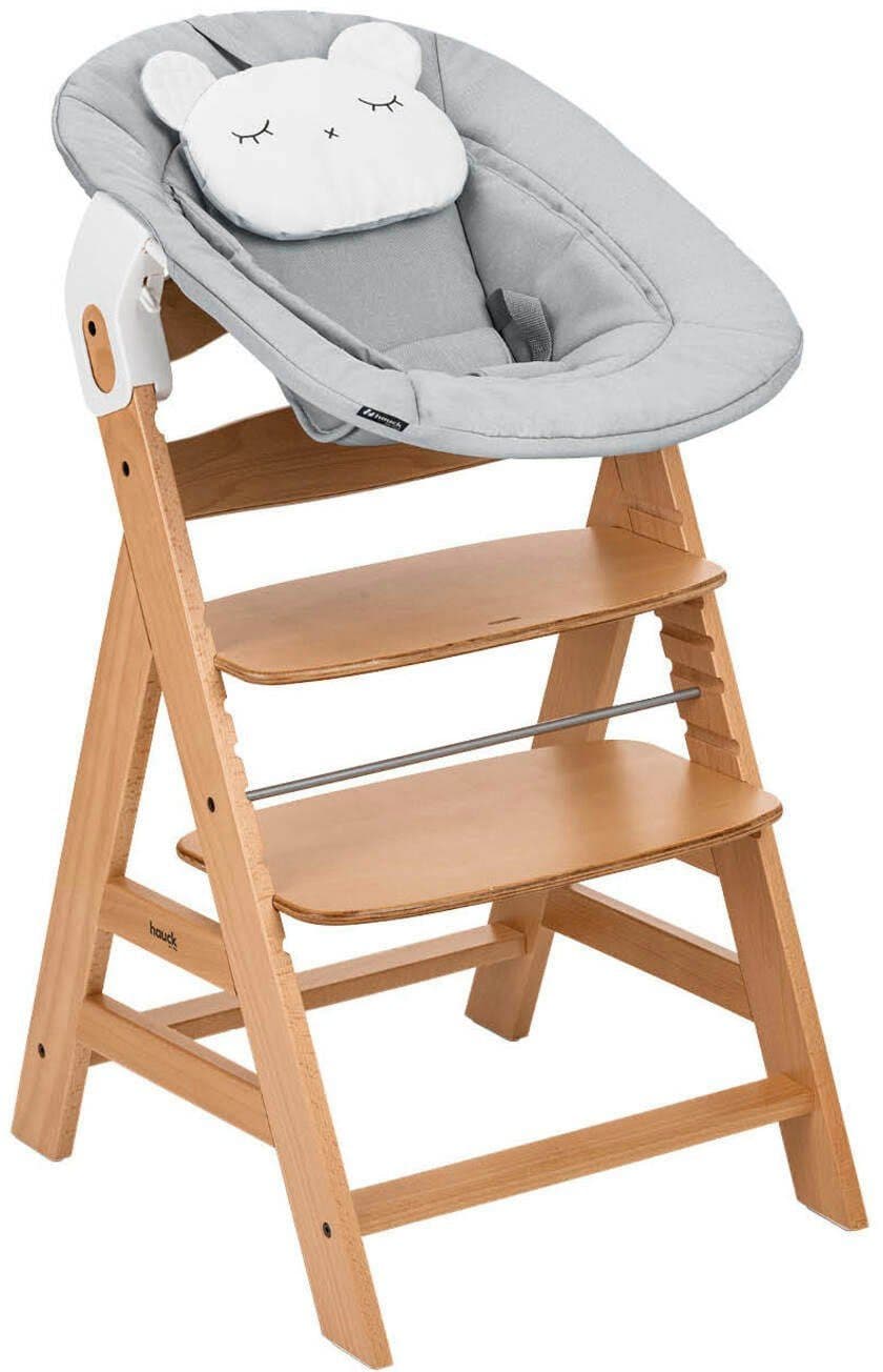 Hauck Hochstuhl Alpha Newborn Set Pre mit Aufsatz Grau/Buche - Bild 2