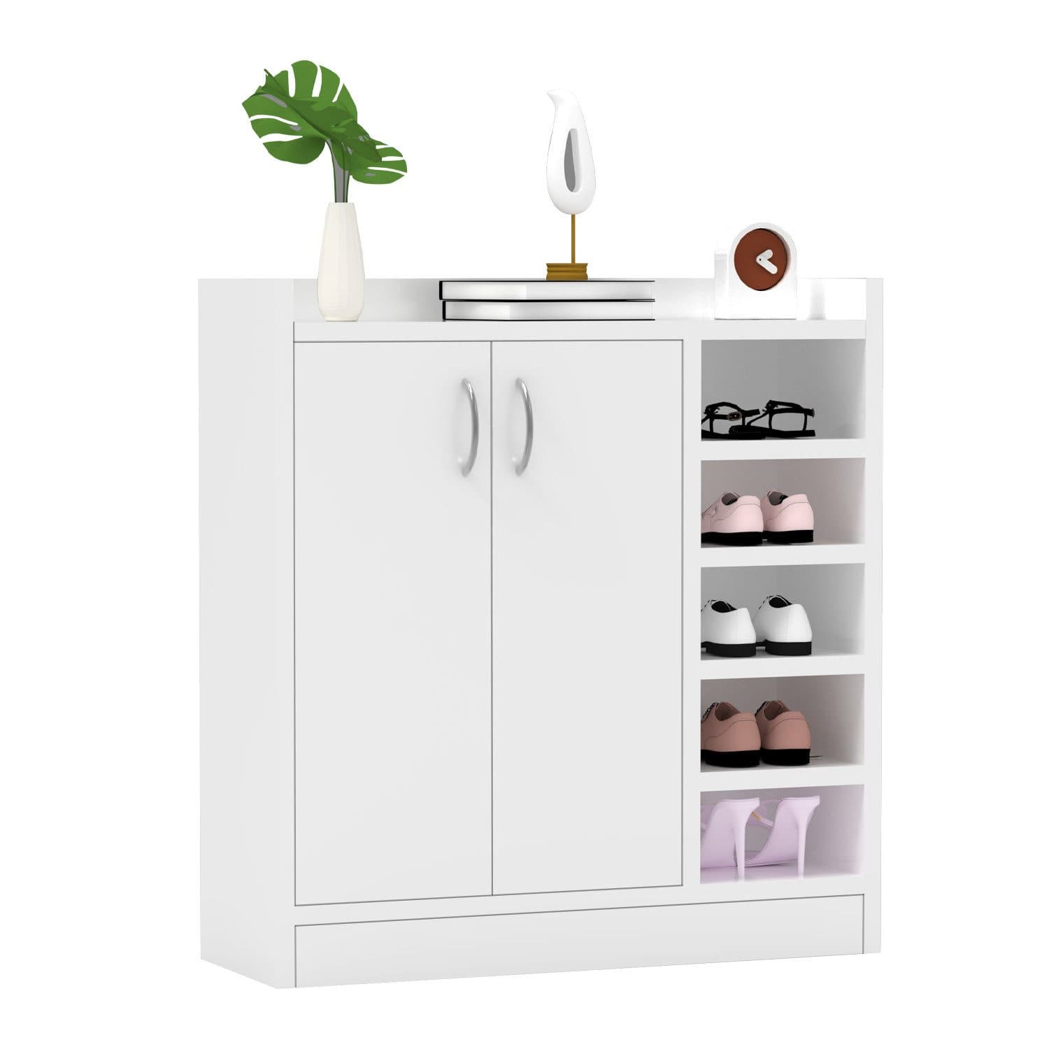 oyajia Schuhschrank Weiß 2 Türen 5 Fächer - Bild 2