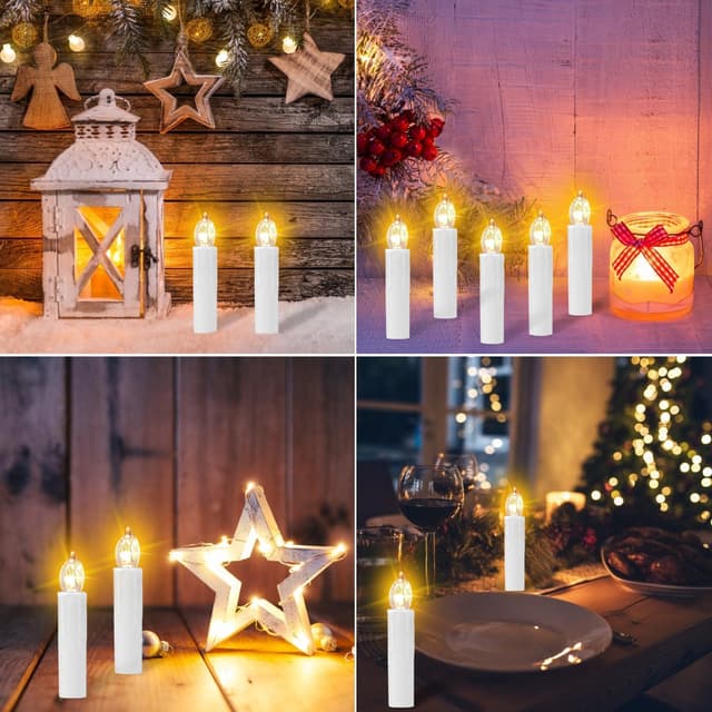 OZAVO LED-Christbaumkerzen Set - Dimmbare Weihnachtsbeleuchtung mit Fernbedienung