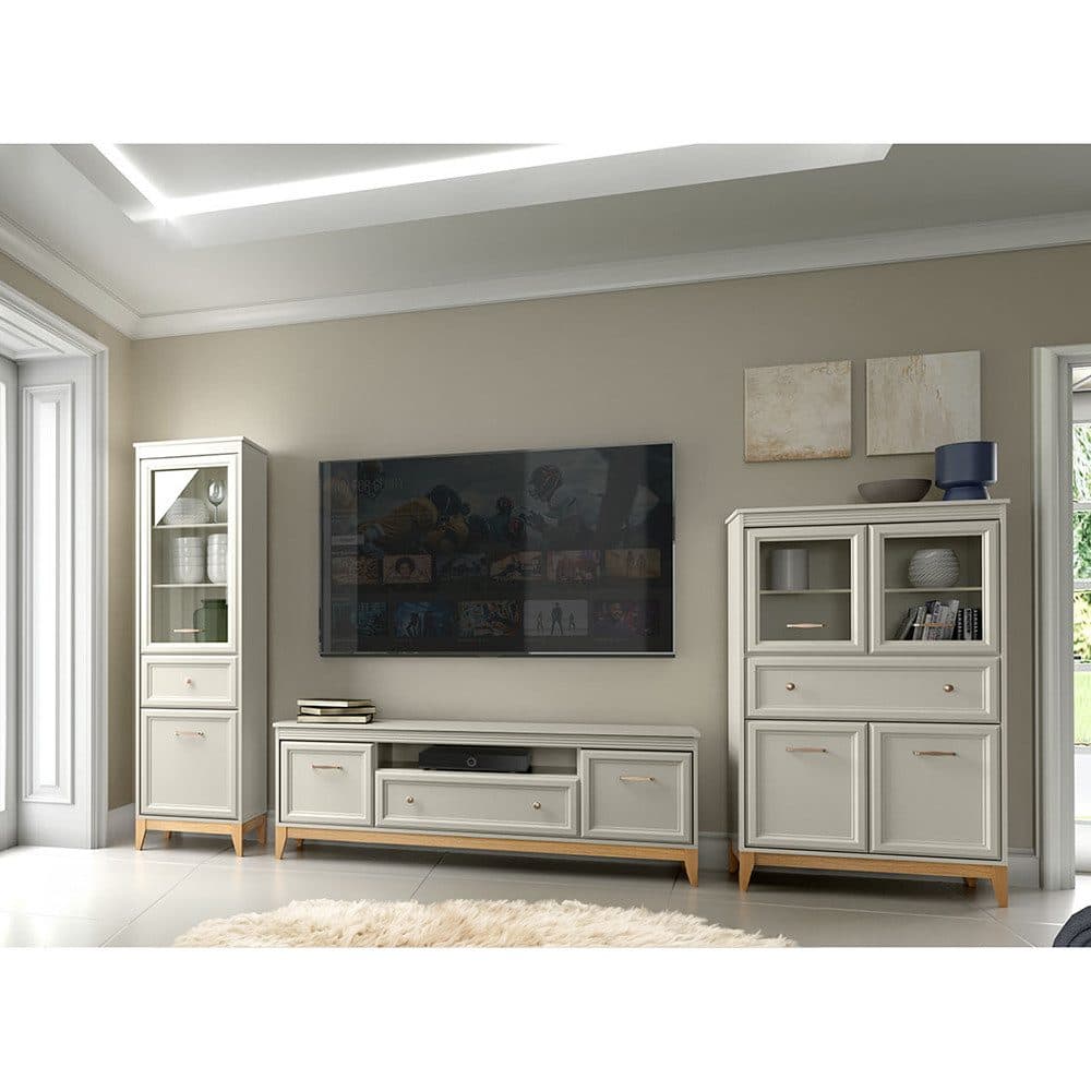 Lomadox Wohnzimmer-Set WILNA-161 Kaschmir Massivholz Füße Softclose