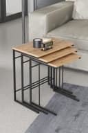 en.casa Couchtisch-Set 3er quadratisch modern braun Bild 2