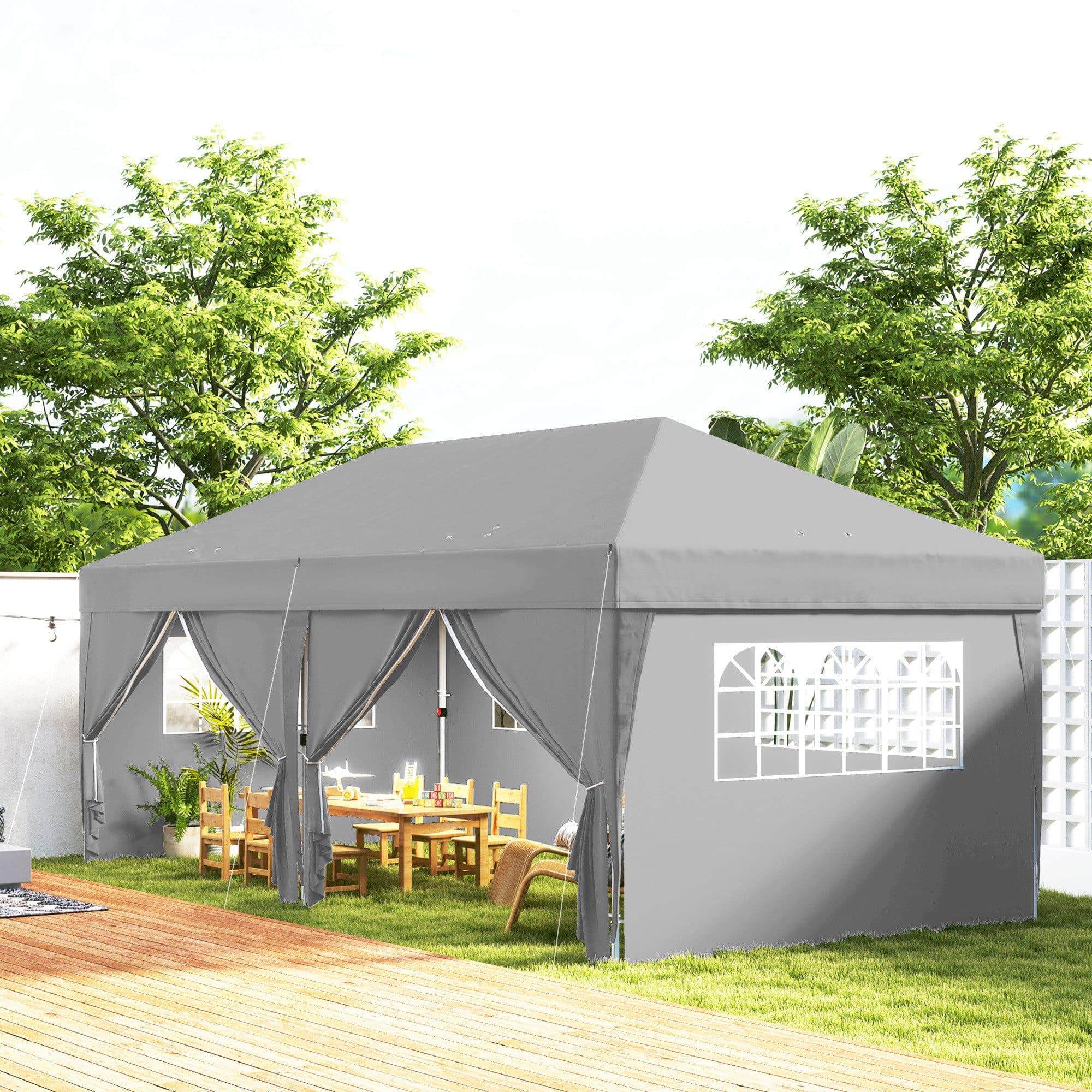 Outsunny Faltpavillon Grau 590x295cm mit 6 Seitenwänden UV-Schutz - Bild 2