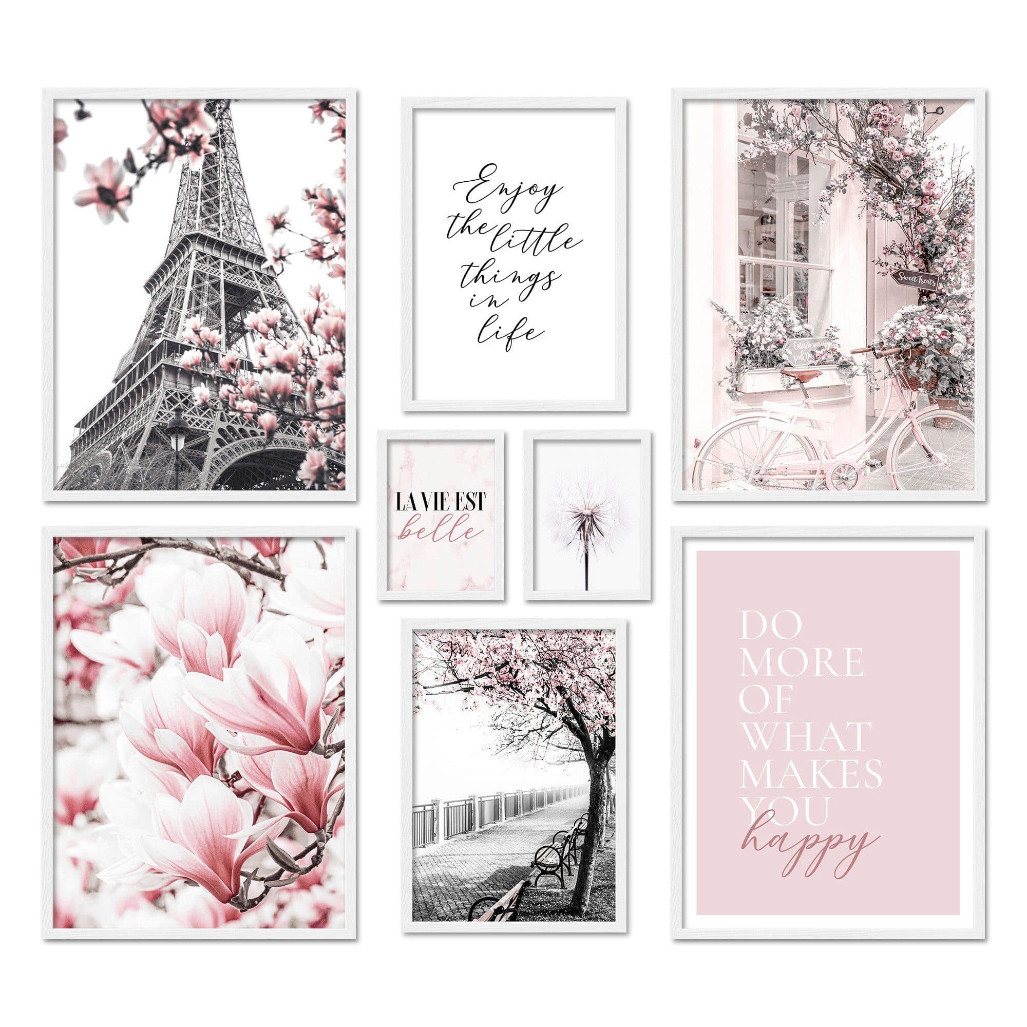 ARTFAVES Poster Set Spring in Paris 8-tlg. Rosa Schwarz Weiß Modern - Bild 2