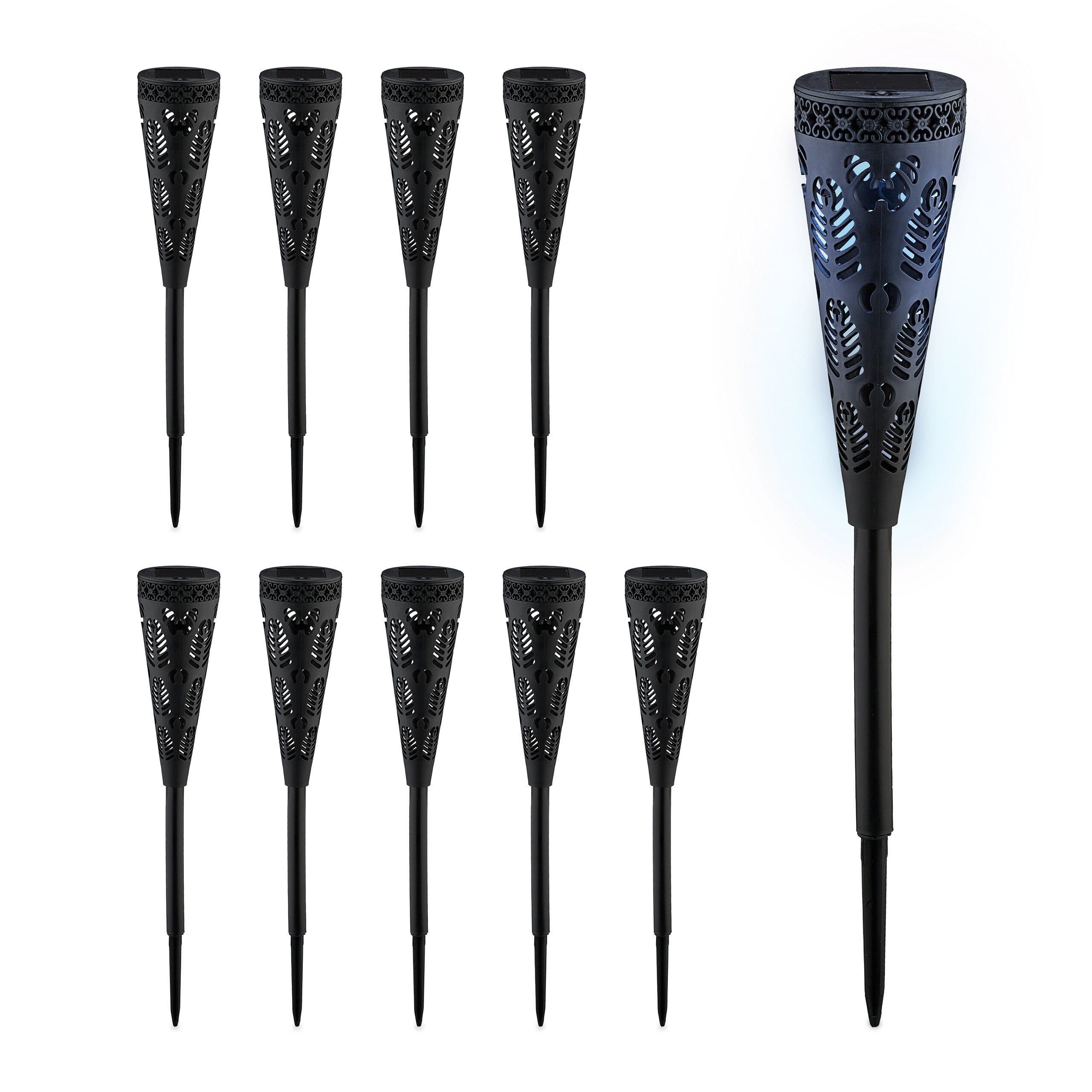 relaxdays Solarlampen-Set 10er Schwarz LED mit Lichteffekt - Bild 2