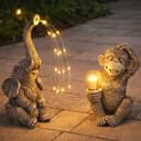 GLOBO LIGHTING Solarleuchte 2er Set Affe Elefant Grau LED Bild 2