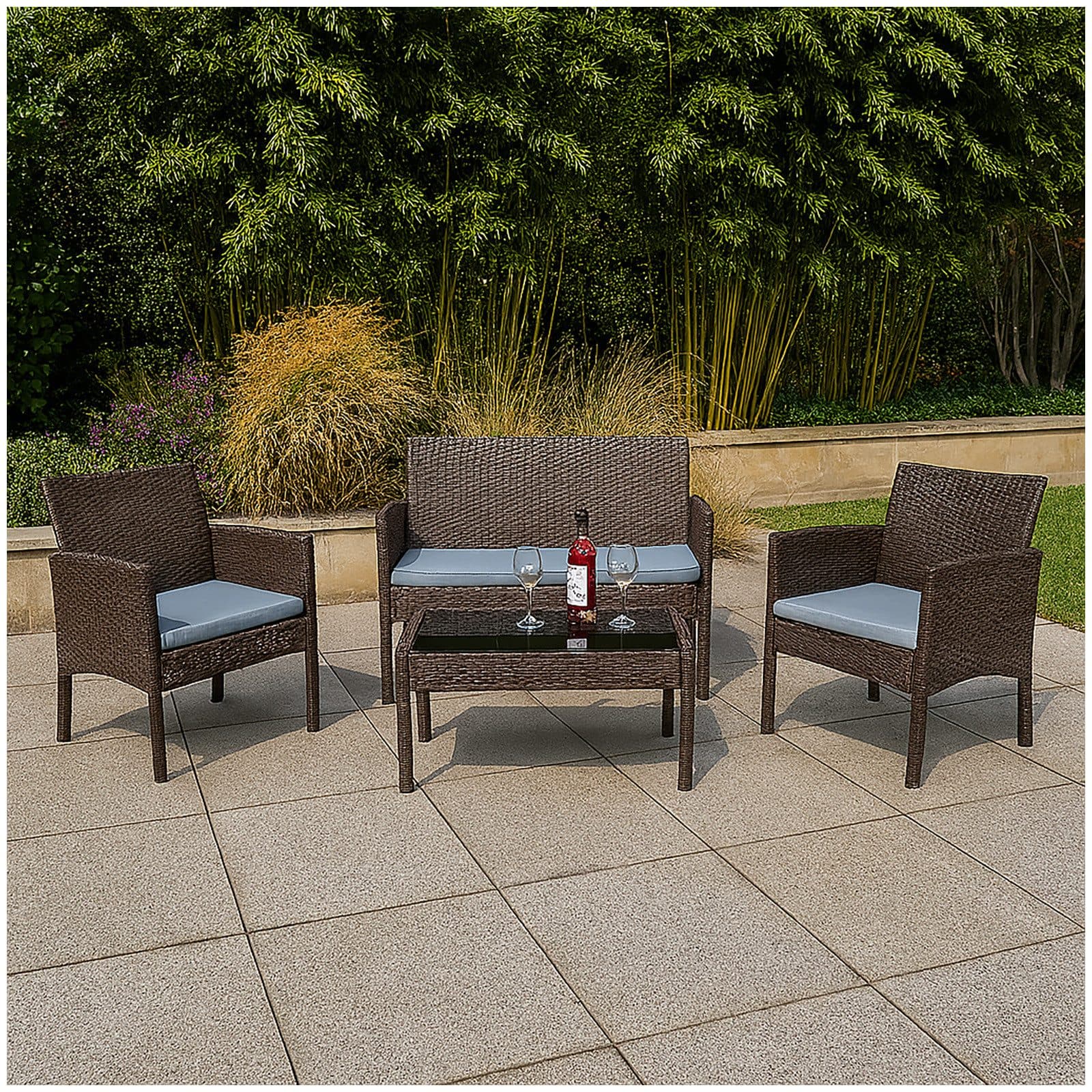HTI-Living Garten-Essgruppe 4-teiliges Polyrattan Lounge-Set - Bild 2
