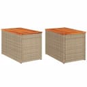 vidaXL Garten-Beistelltisch 2er-Set Beige Poly Rattan Massivholz Bild 2