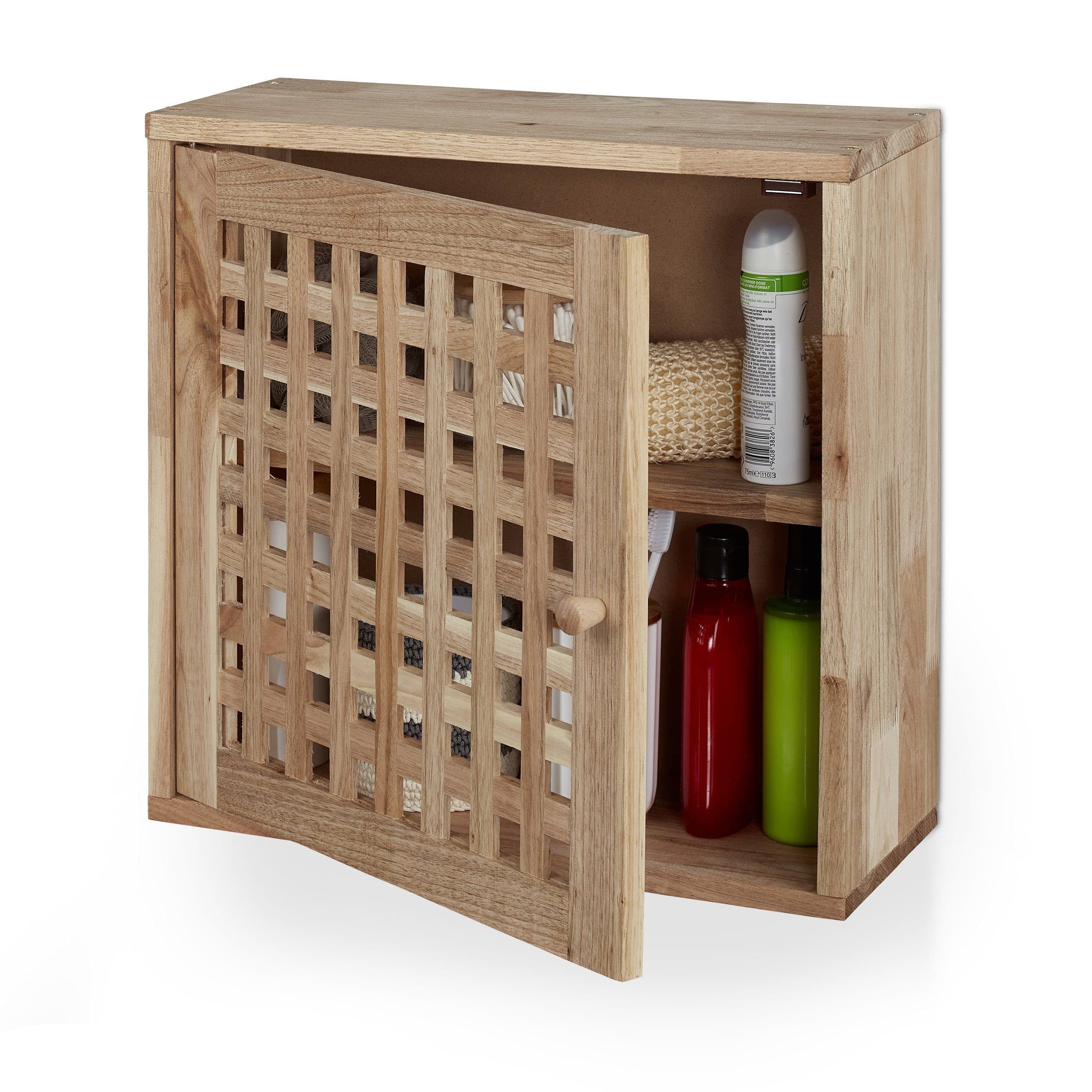 relaxdays Hängeschrank Schmaler Wandschrank aus Walnussholz Braun - Bild 2