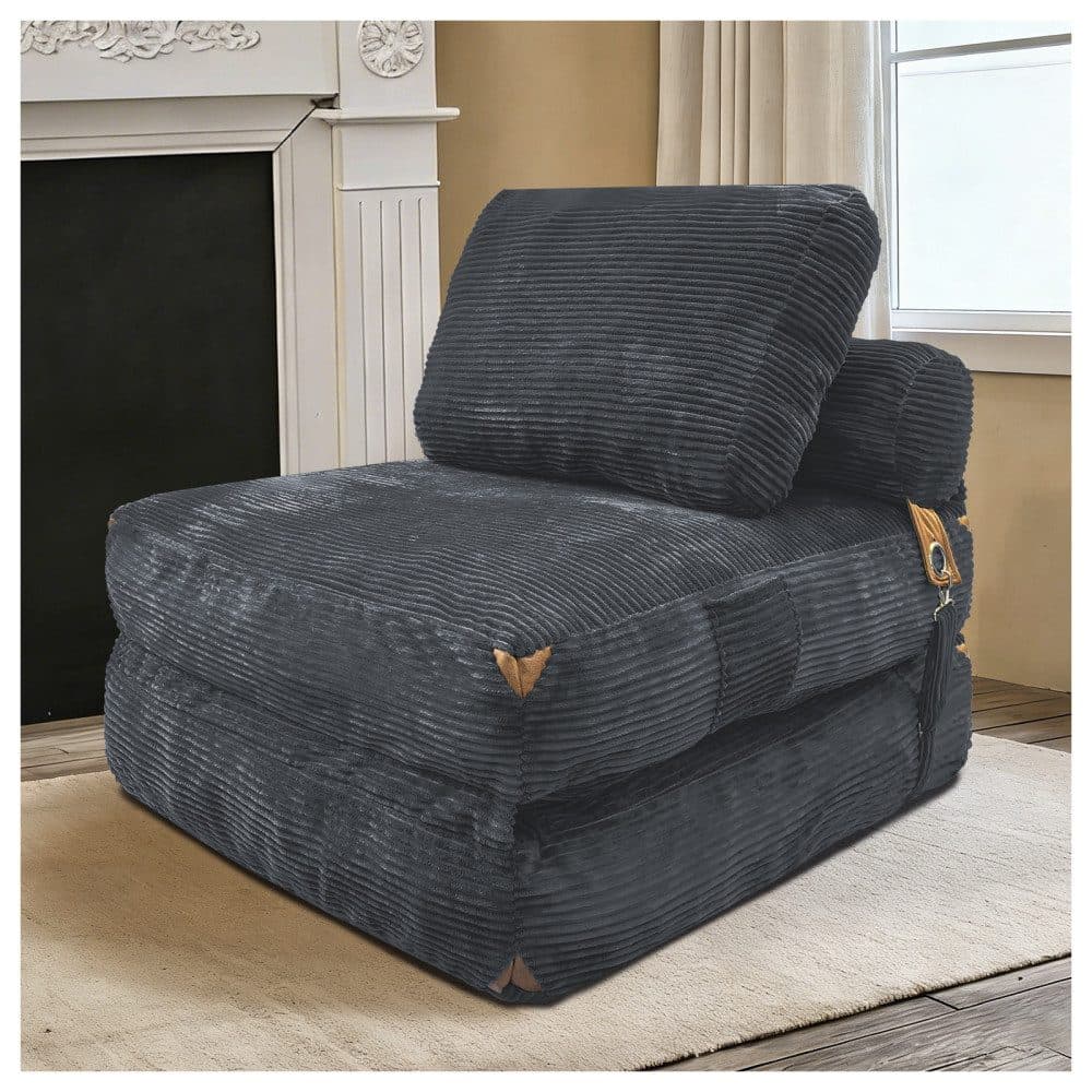 BBG Loungesofa Schlafsessel 1-Sitzer Grau mit Seitentaschen - Bild 2