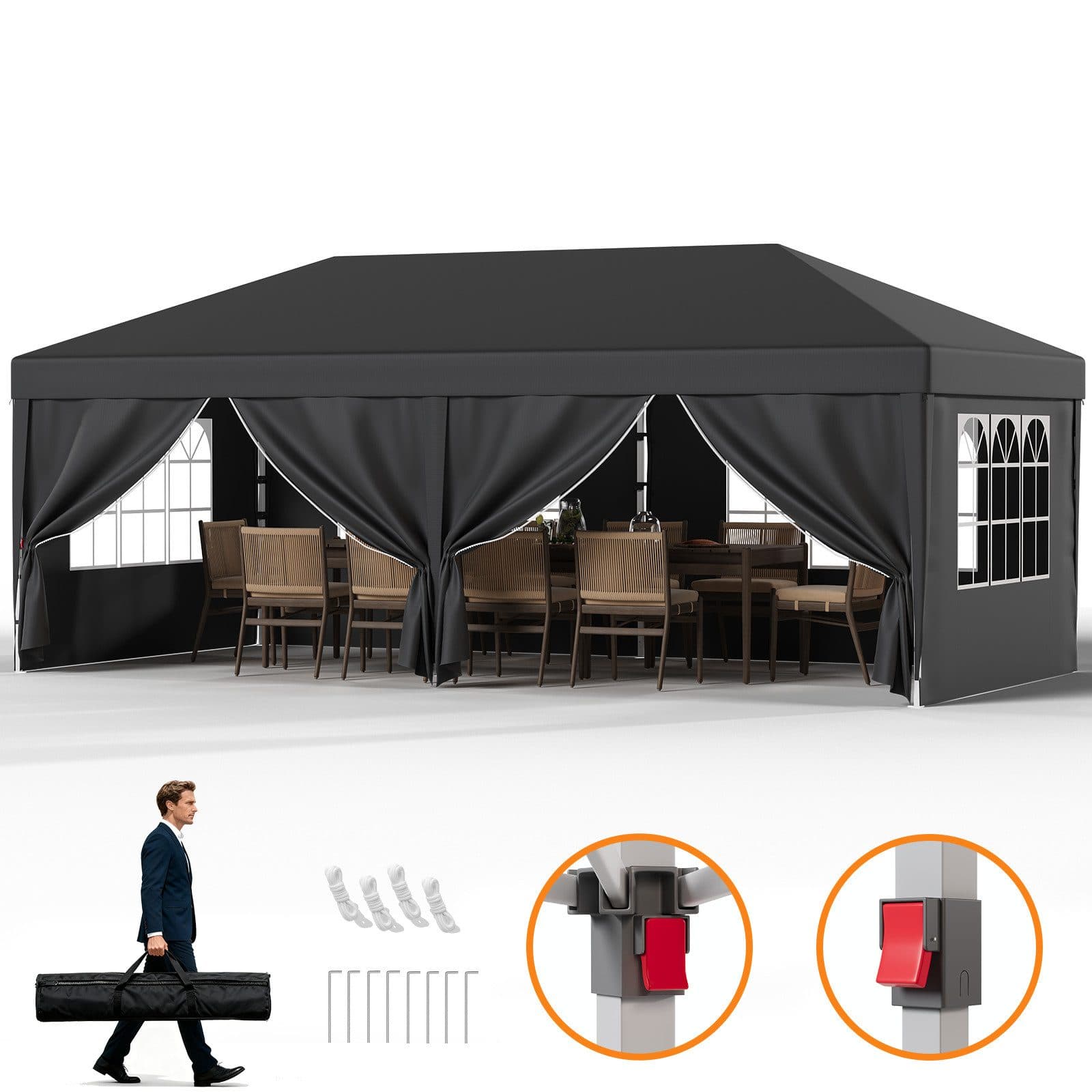 HOMALL Faltpavillon 3x6m Grau Wasserdicht Gartenzelt - Bild 2