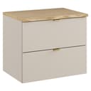 Waschtischunterschrank Kaschmir und Eiche, Baumkantenoptik Bild 2