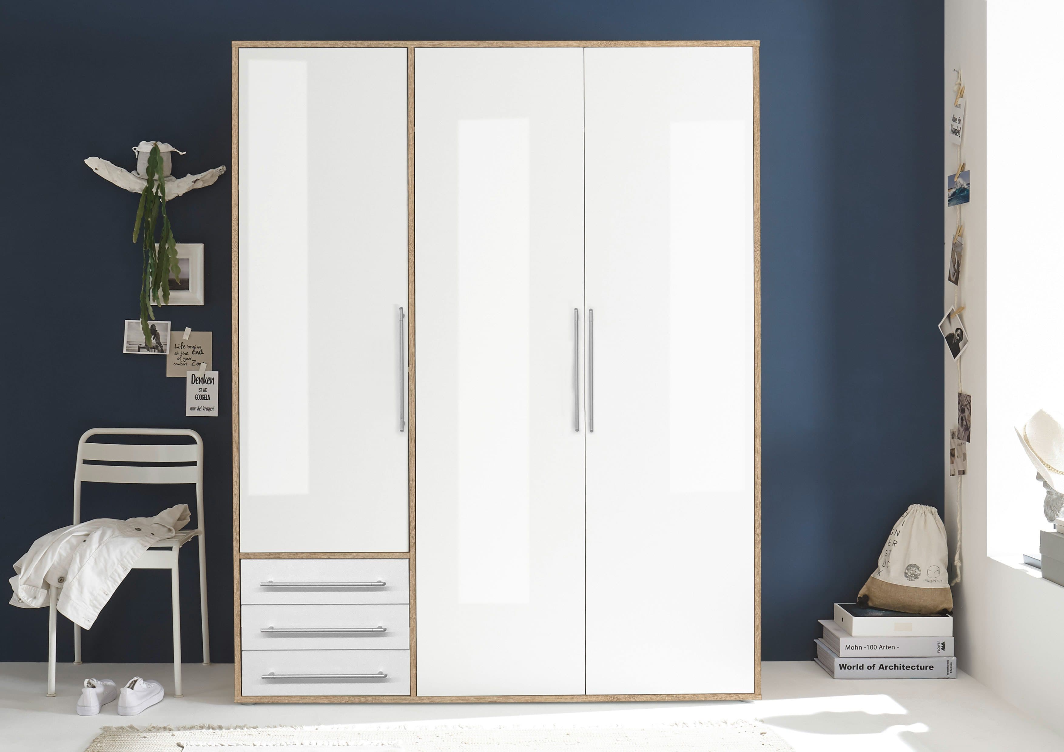 Schlafkontor Lyss Drehtürenschrank Weiß Eiche Sonoma - Bild 2