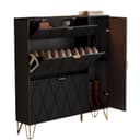 UEV Schuhschrank 4 Klappen Schwarz Gold 110x24x120cm Bild 2