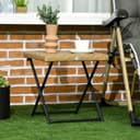 Outsunny Gartentisch Polyrattan Klappbar Beistelltisch Naturholz Bild 2