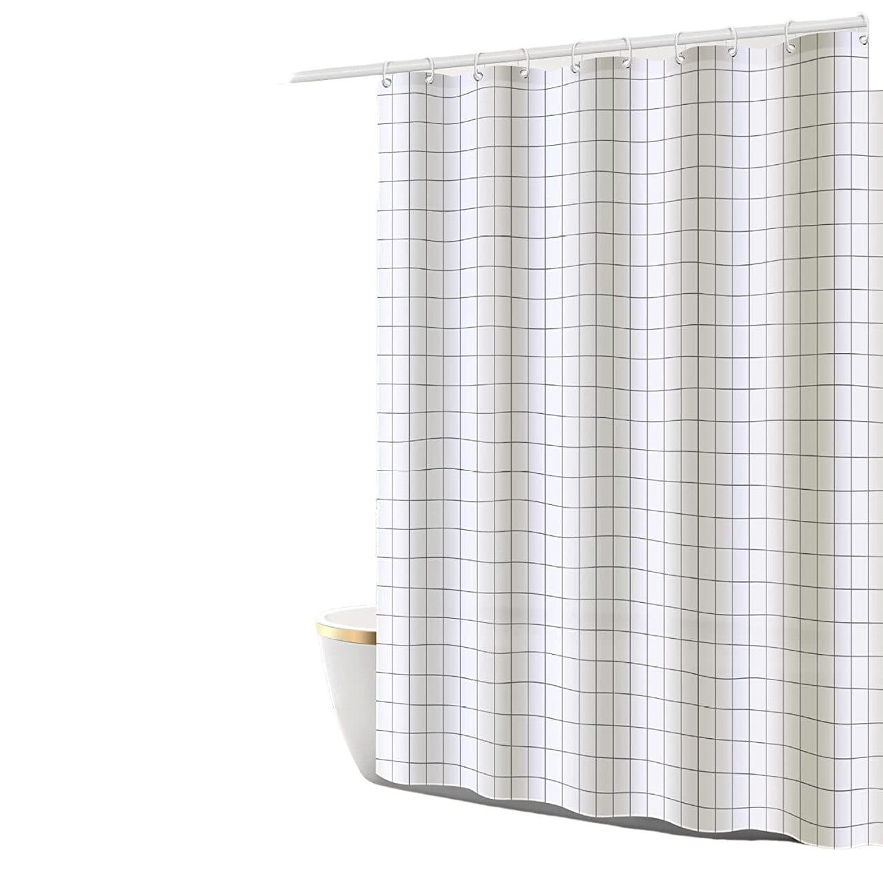 HomeBella Duschvorhang Kariert Weiß Polyester Antischimmel - Bild 2
