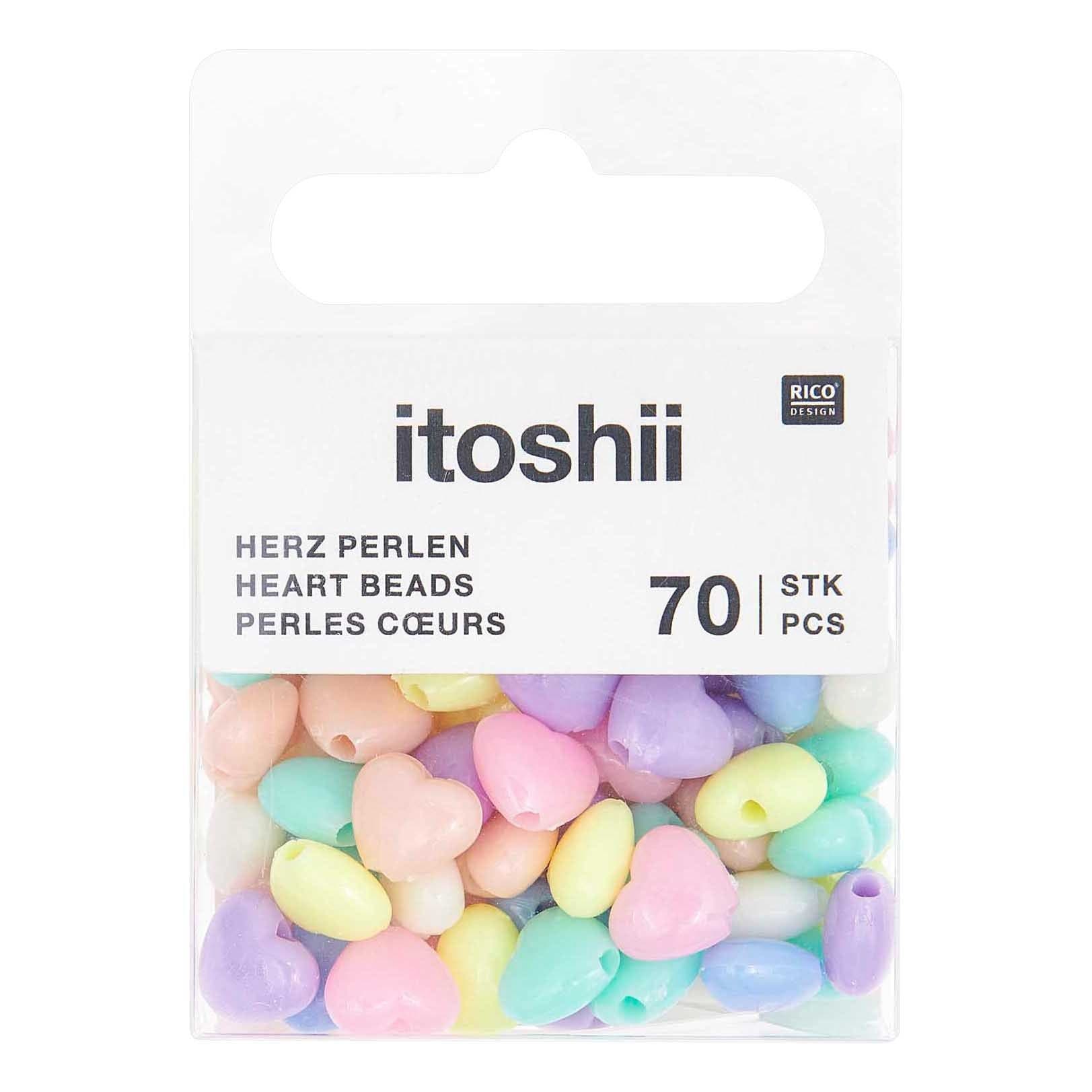 Rico Design Bastelperlen itoshii Herzen Pastell 70-tlg. Perlen Set