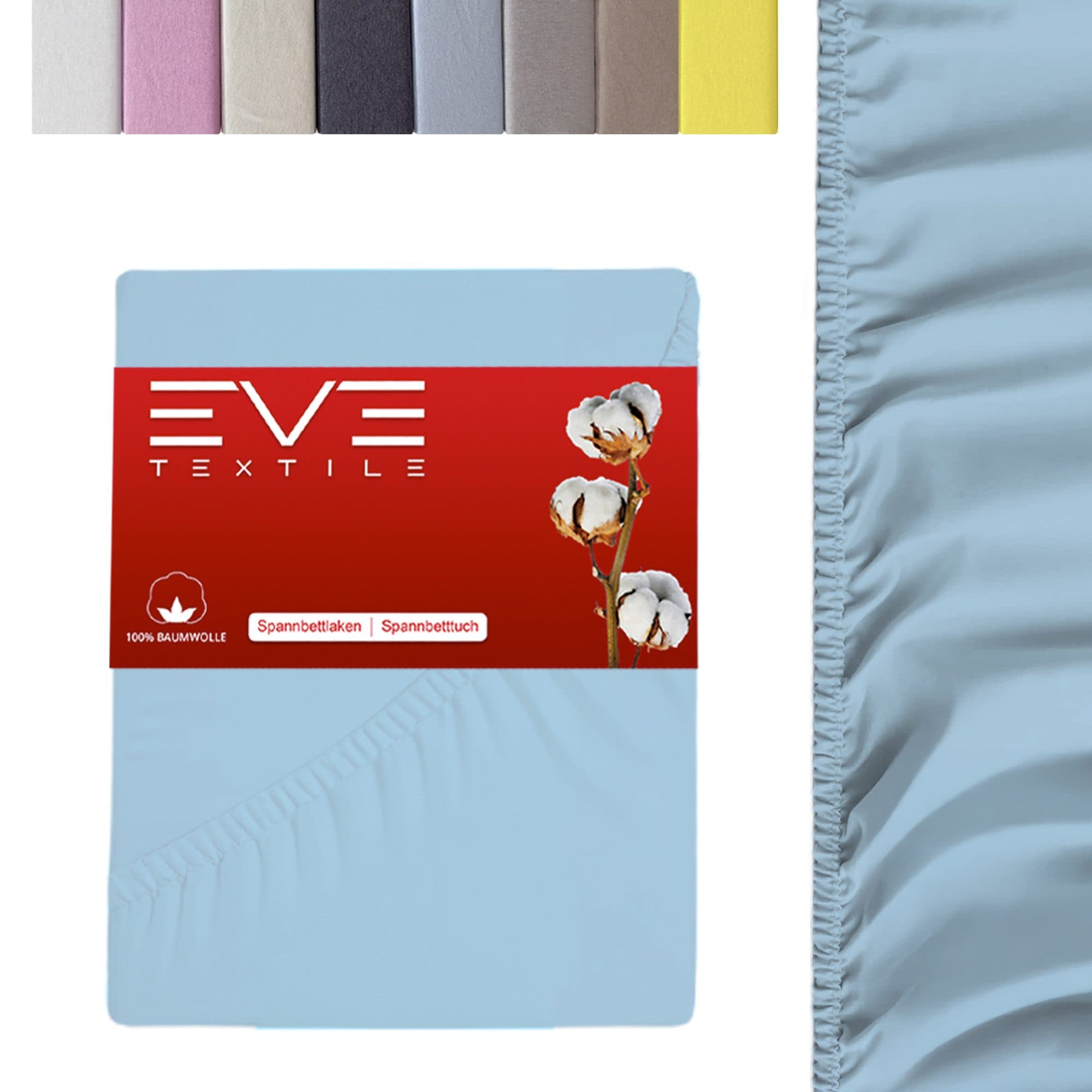 Eve Textile GmbH Spannbettlaken 100% Baumwolle Jersey Hellblau - Bild 2