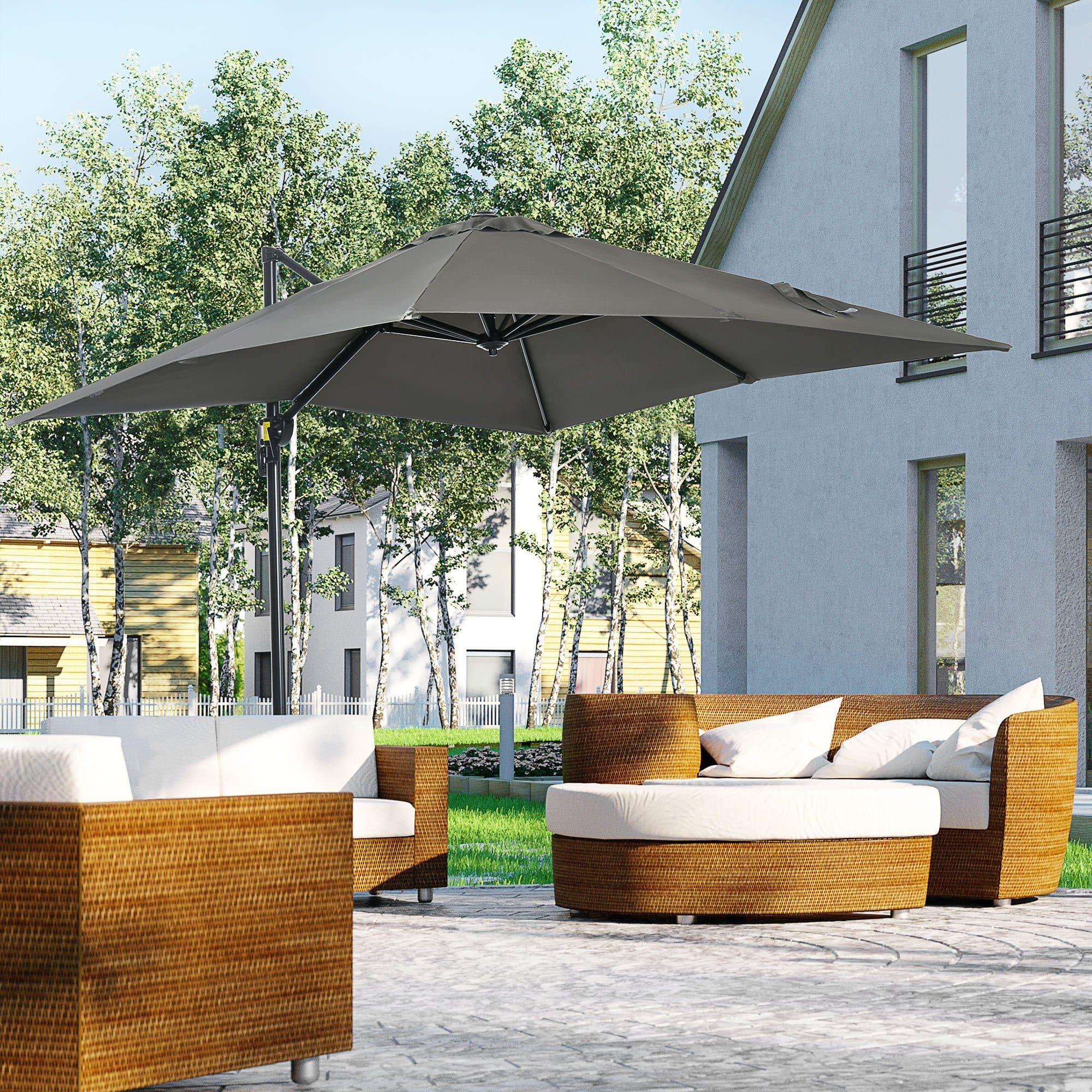 Outsunny Ampelschirm Grau 245x245 cm mit Kurbel und Neigung - Bild 2