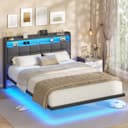 MSMASK Polsterbett Bettrahmen mit LED-Beleuchtung und Ladestation Dunkelgrau Bild 2