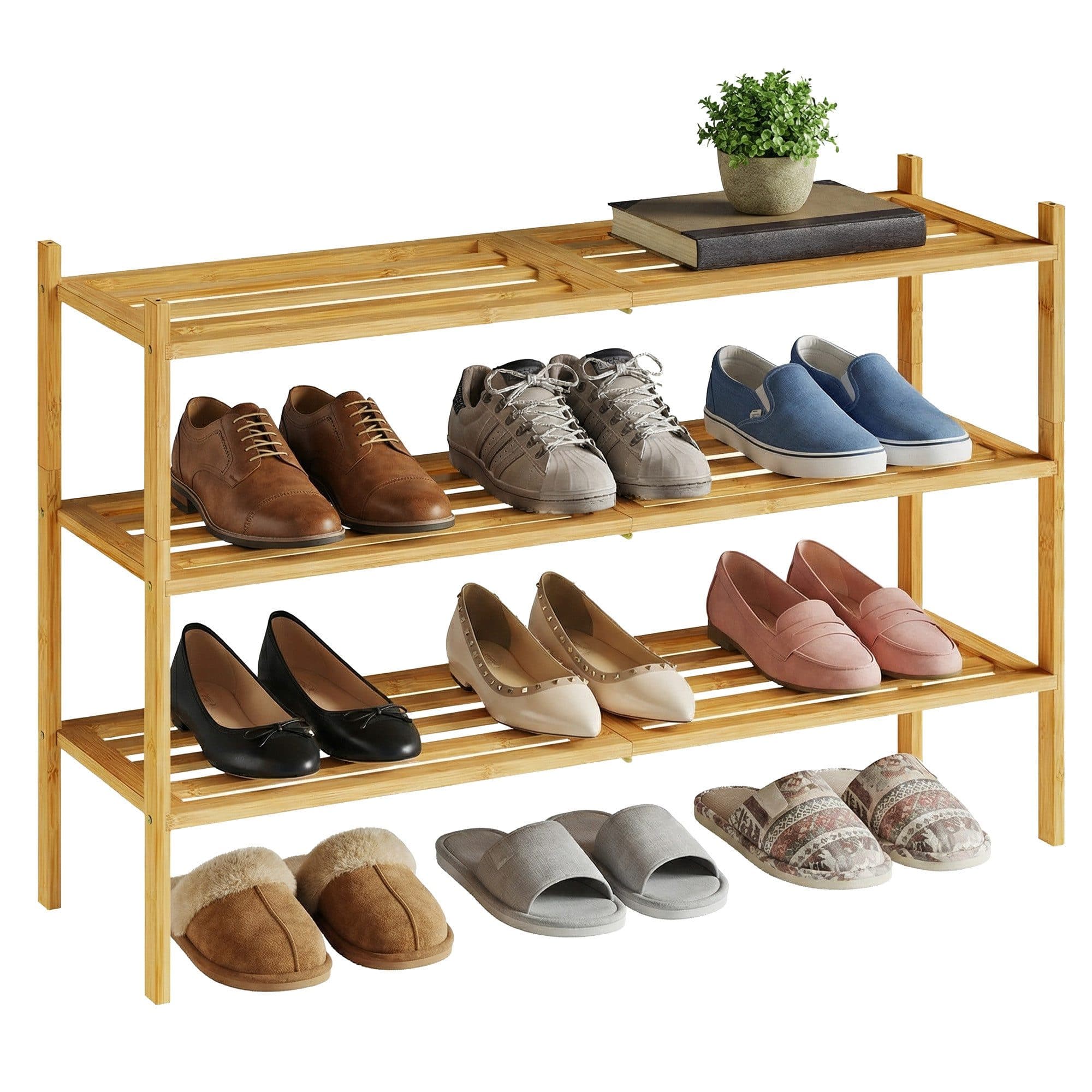 SONGMICS Bambus Schuhregal 3 Ebenen stapelbar - Bild 2