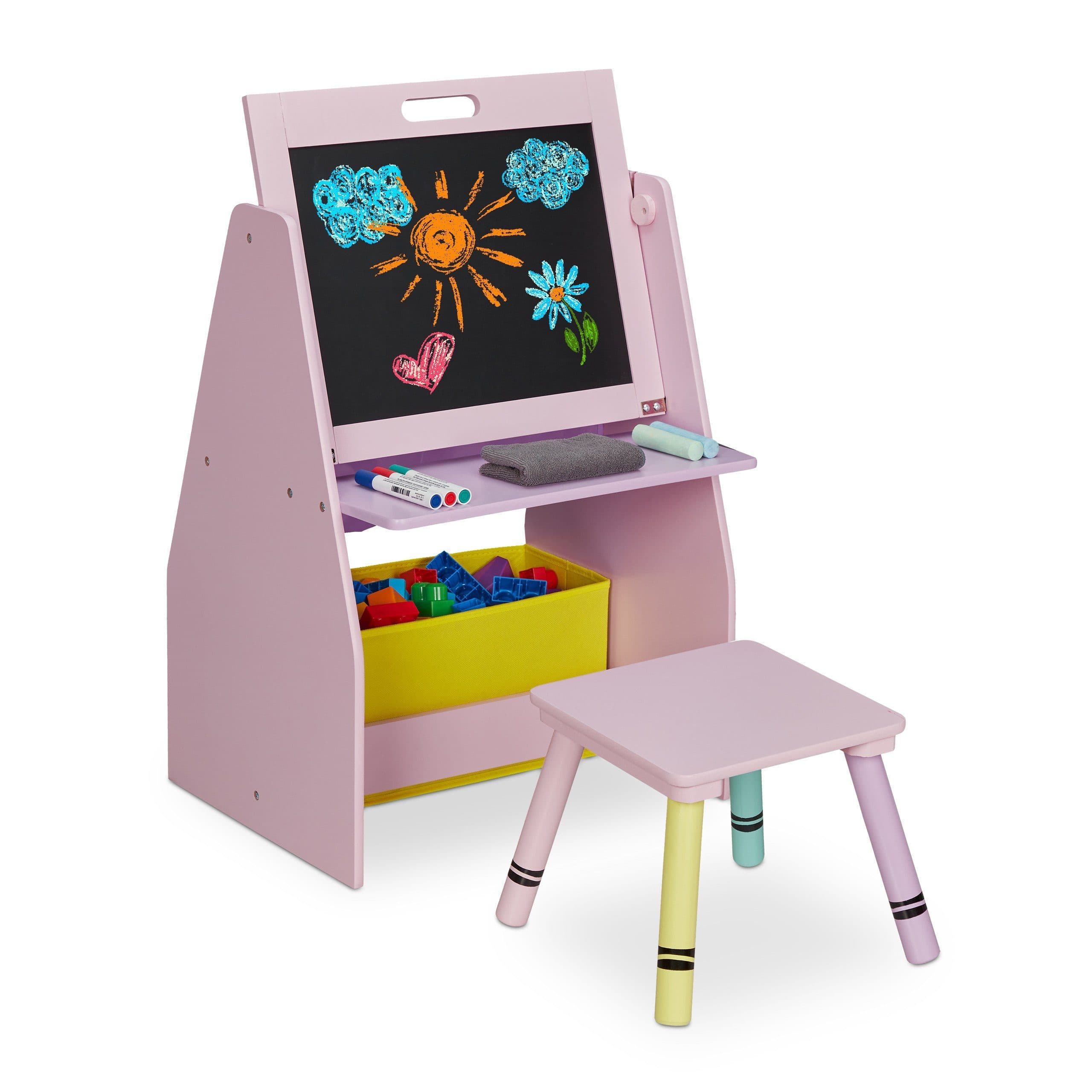 relaxdays Kinderregal mit Tafel und Hocker Bunt - Bild 2