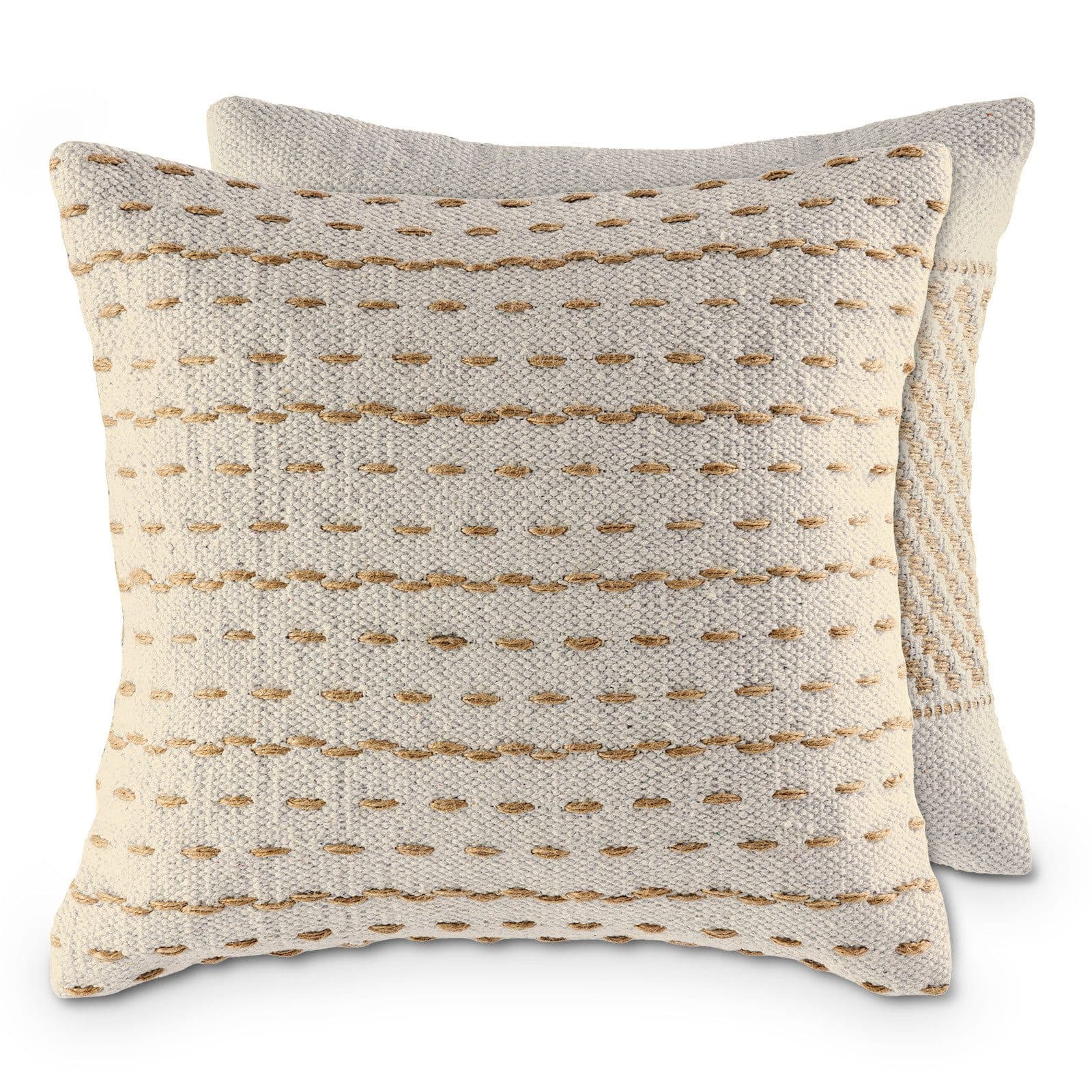 Amagohome Dekokissen 40x40cm 2er Set Baumwolle Jute Beige - Bild 2