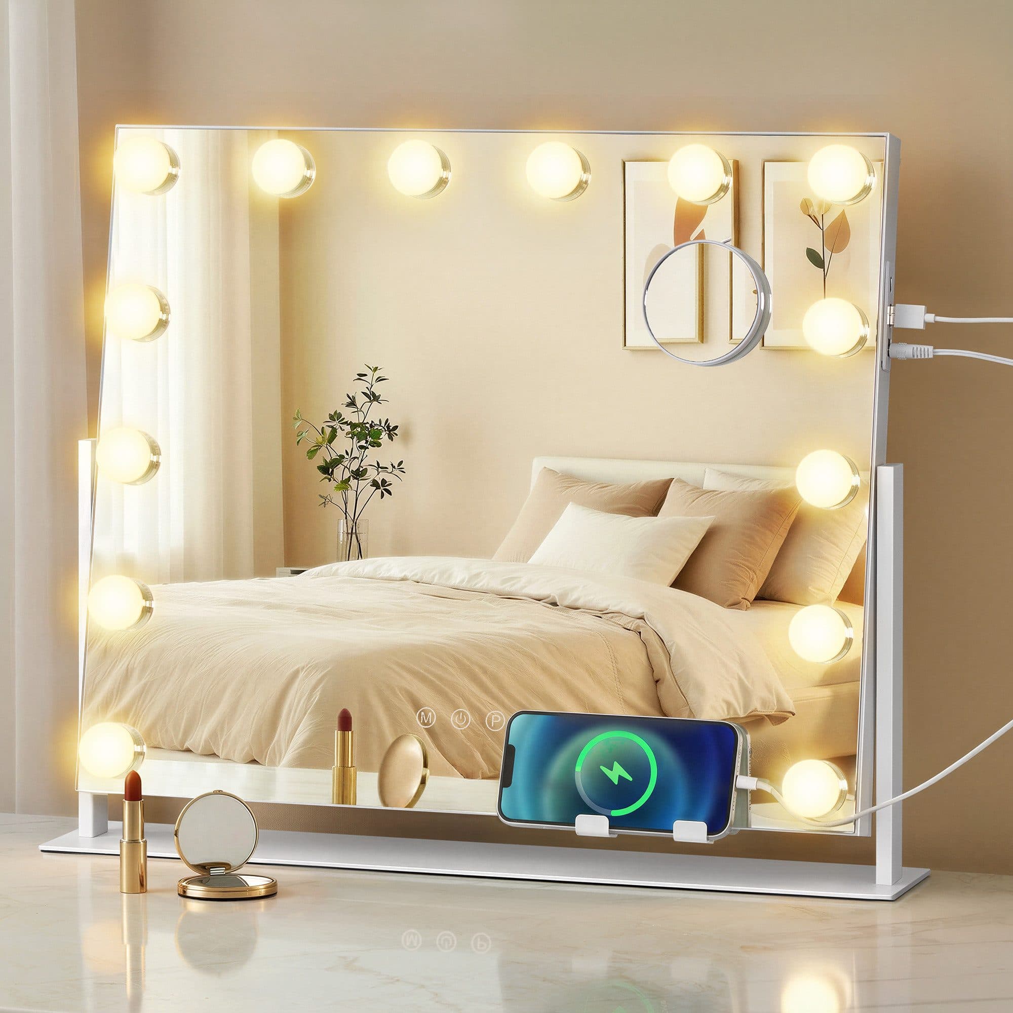 SONGMICS Schminkspiegel Kosmetikspiegel LED-Licht USB-A USB-C - Bild 2