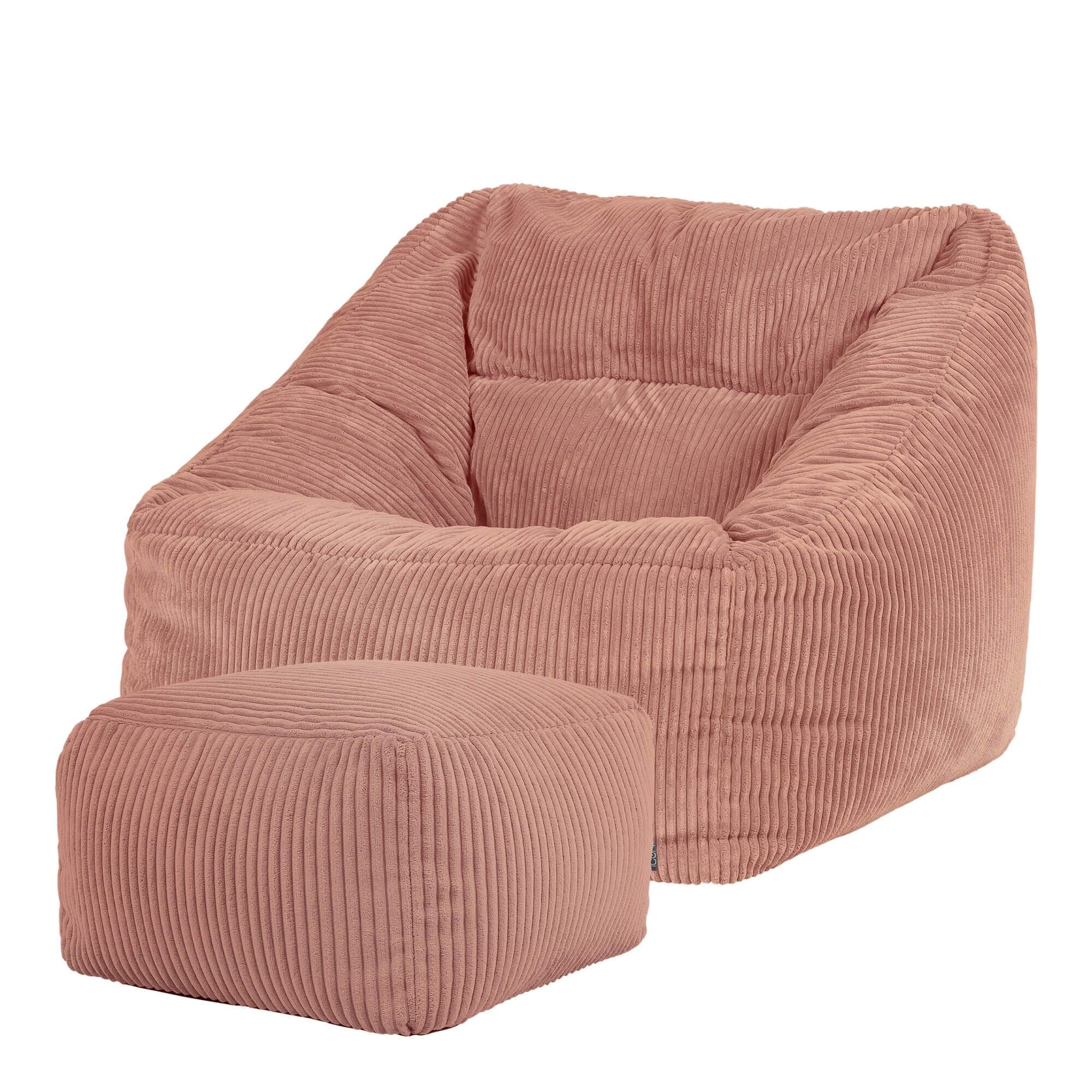 ICON Sitzsack Riesen Sessel aus Cord Flauschig „Natalia" mit Hocker (Spar-Set, 1 x Sitzsack-Sessel, 1 x Fußhocker), Sitzsack XXL, Made in Germany, für Erwachsene & Kinder, für Wohnzimmer - Bild 2