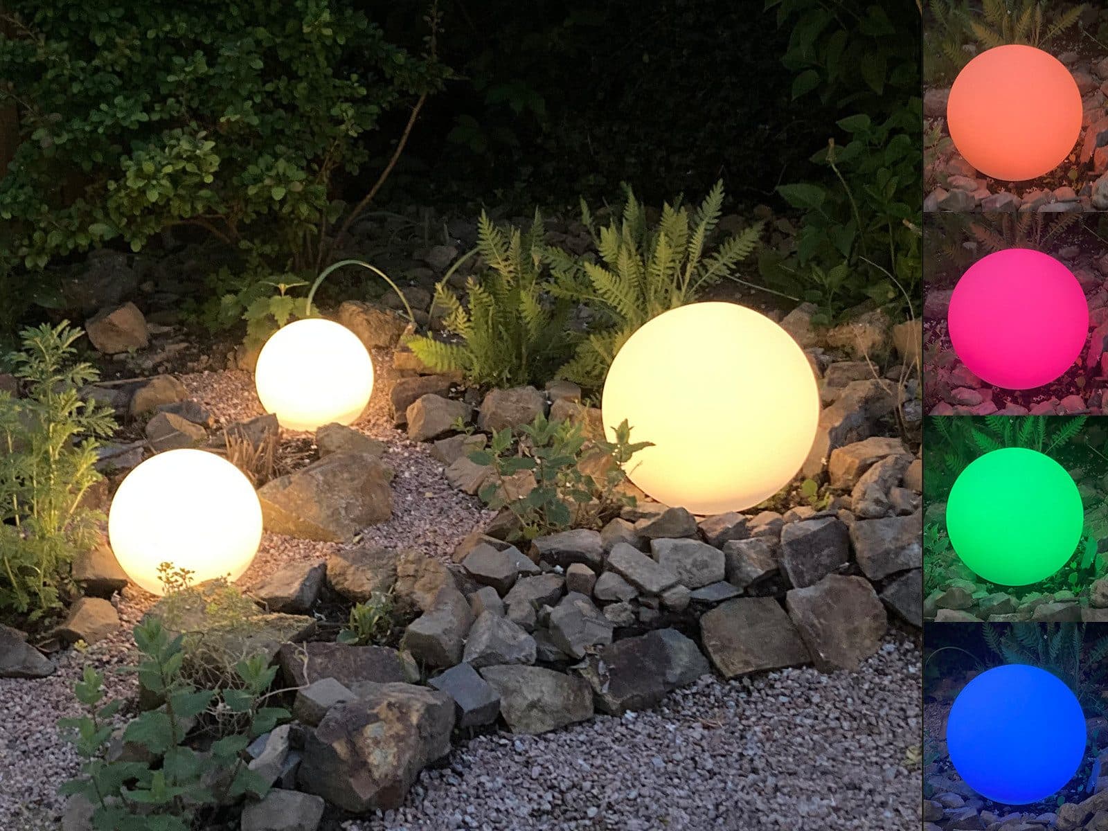 Reality Leuchten LED Solarleuchte 3er Set Farbwechsel RGB Gartenkugeln - Bild 2