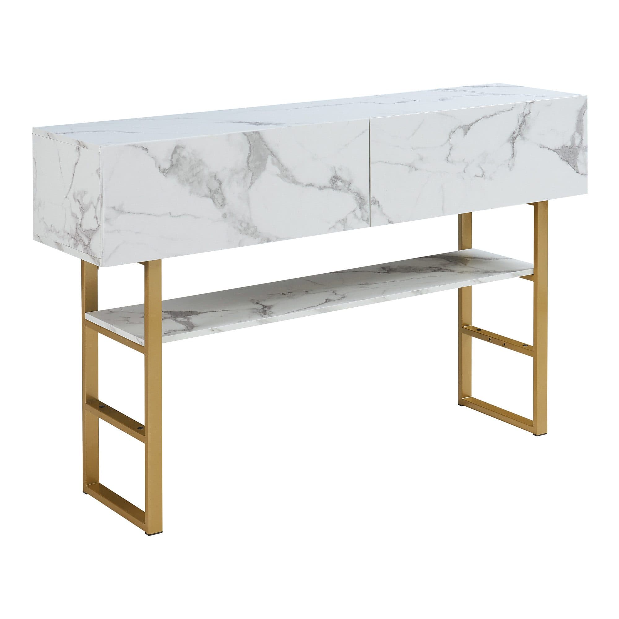 en.casa Konsolentisch Varberg mit Schubladen Marmoroptik Gold - Bild 2