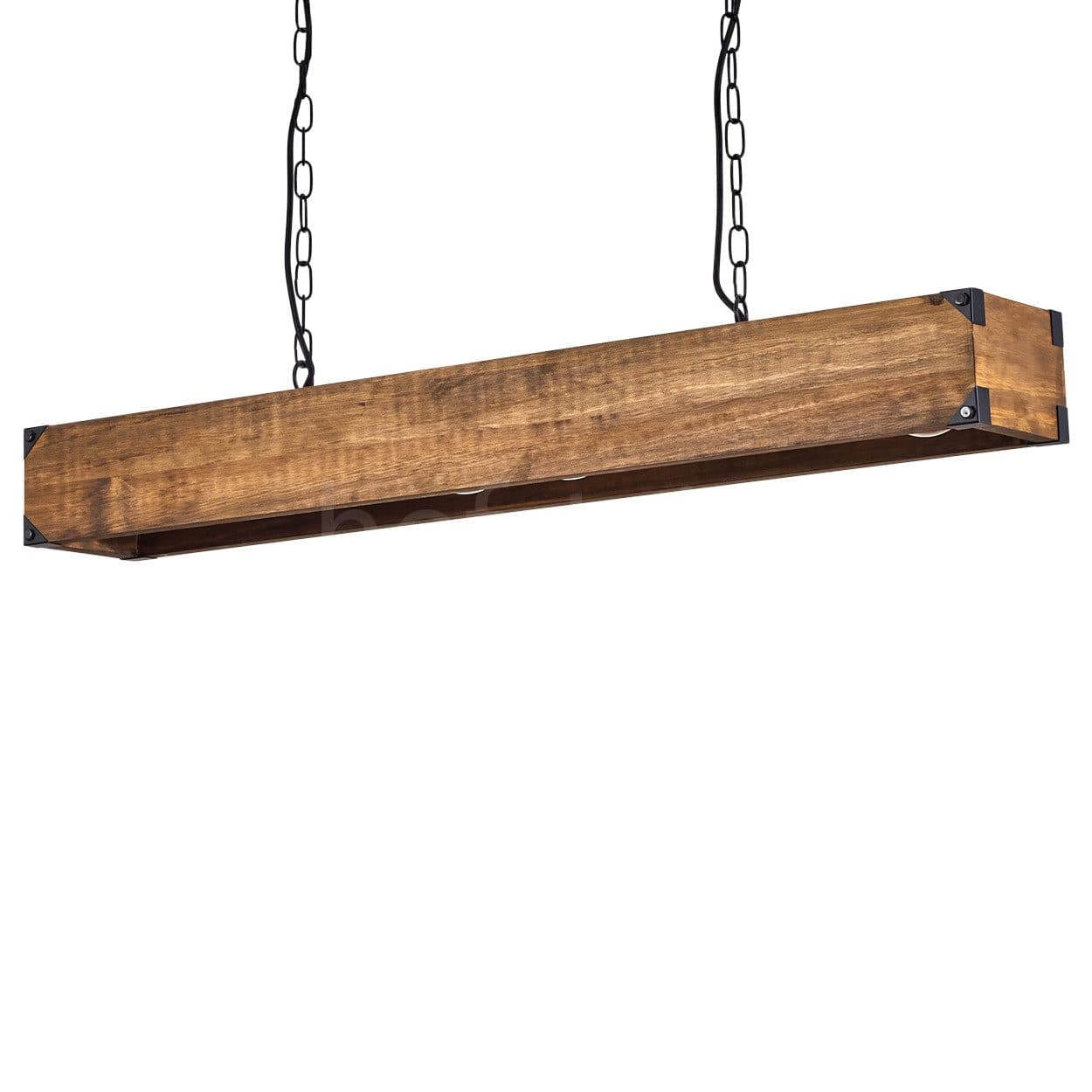 hofstein Pendelleuchte Spezia Schwarz/Natur Holz Metall 4x E27 - Bild 2