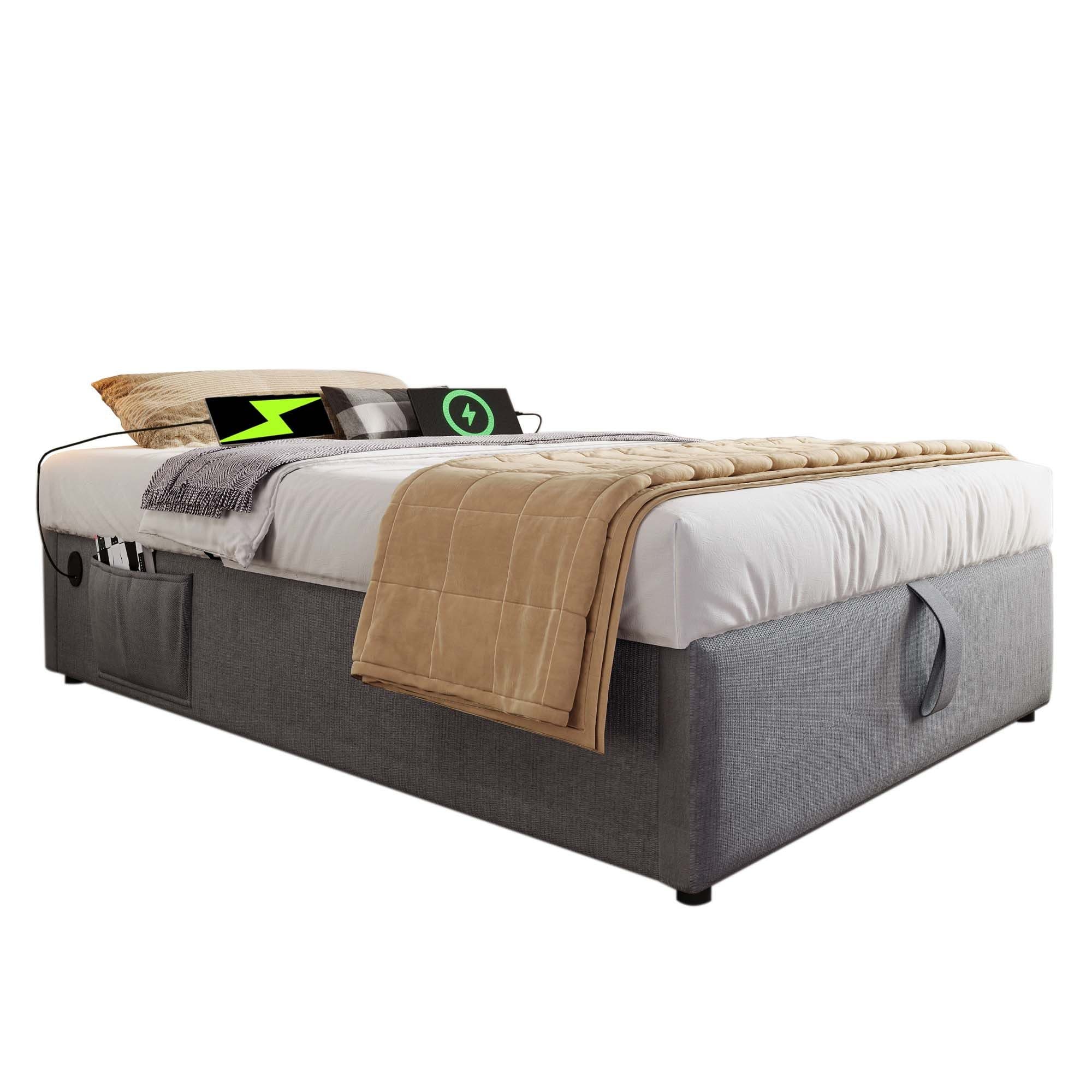 BlingBin Einzelbett Polsterbett 90x200 cm Grau - Bild 2
