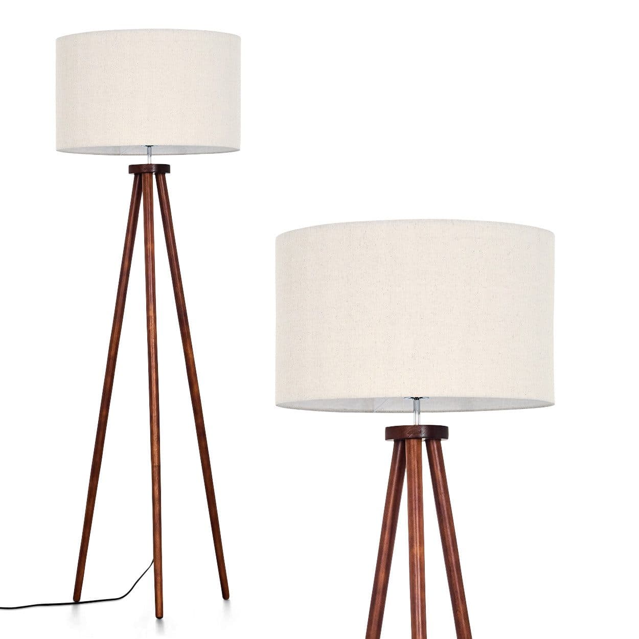 hofstein Stehlampe Holz/Stoff Dunkelbraun Beige Weiß Skandinavisch - Bild 2