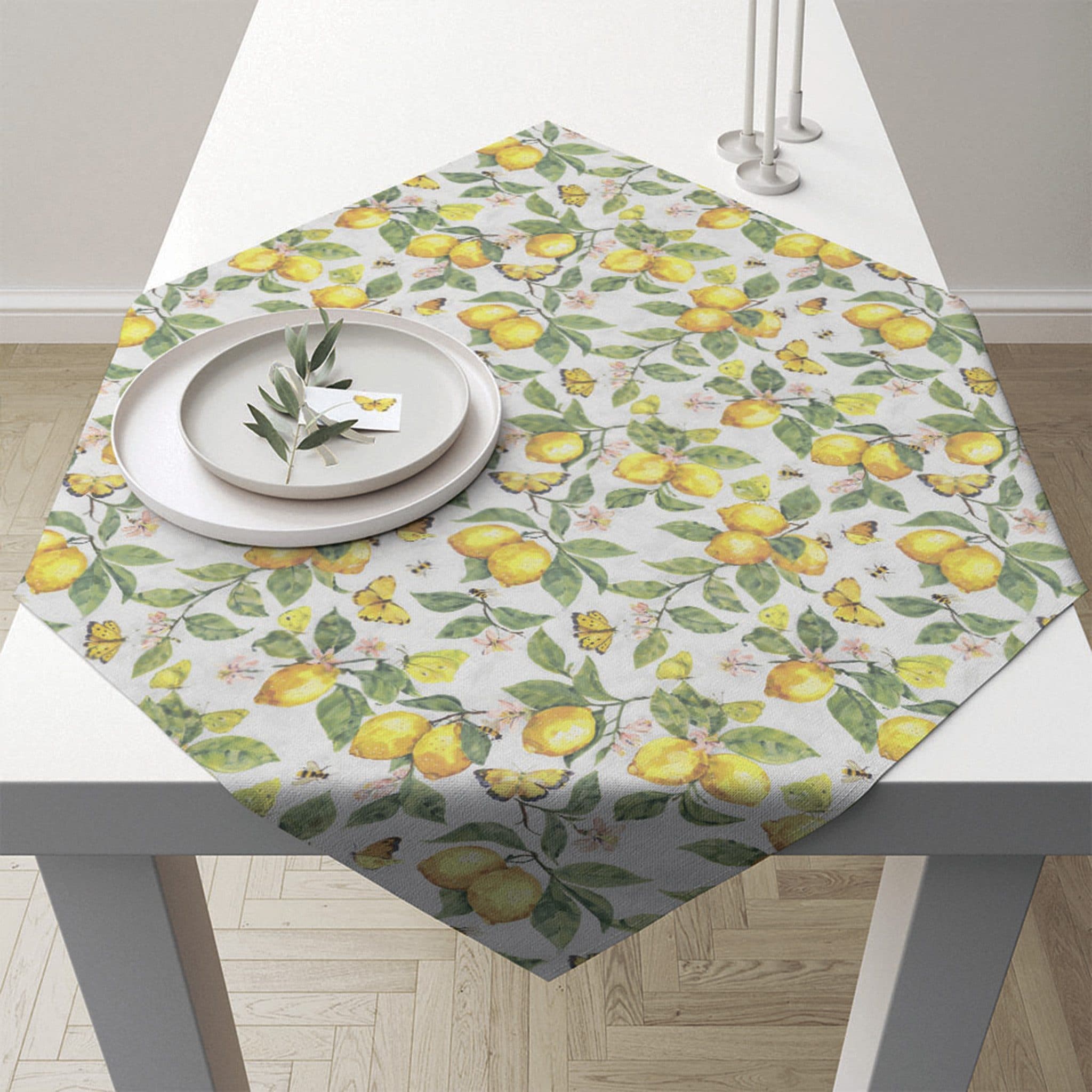 Ambiente® Tischläufer Fresh Lemons 90x90cm Baumwolle