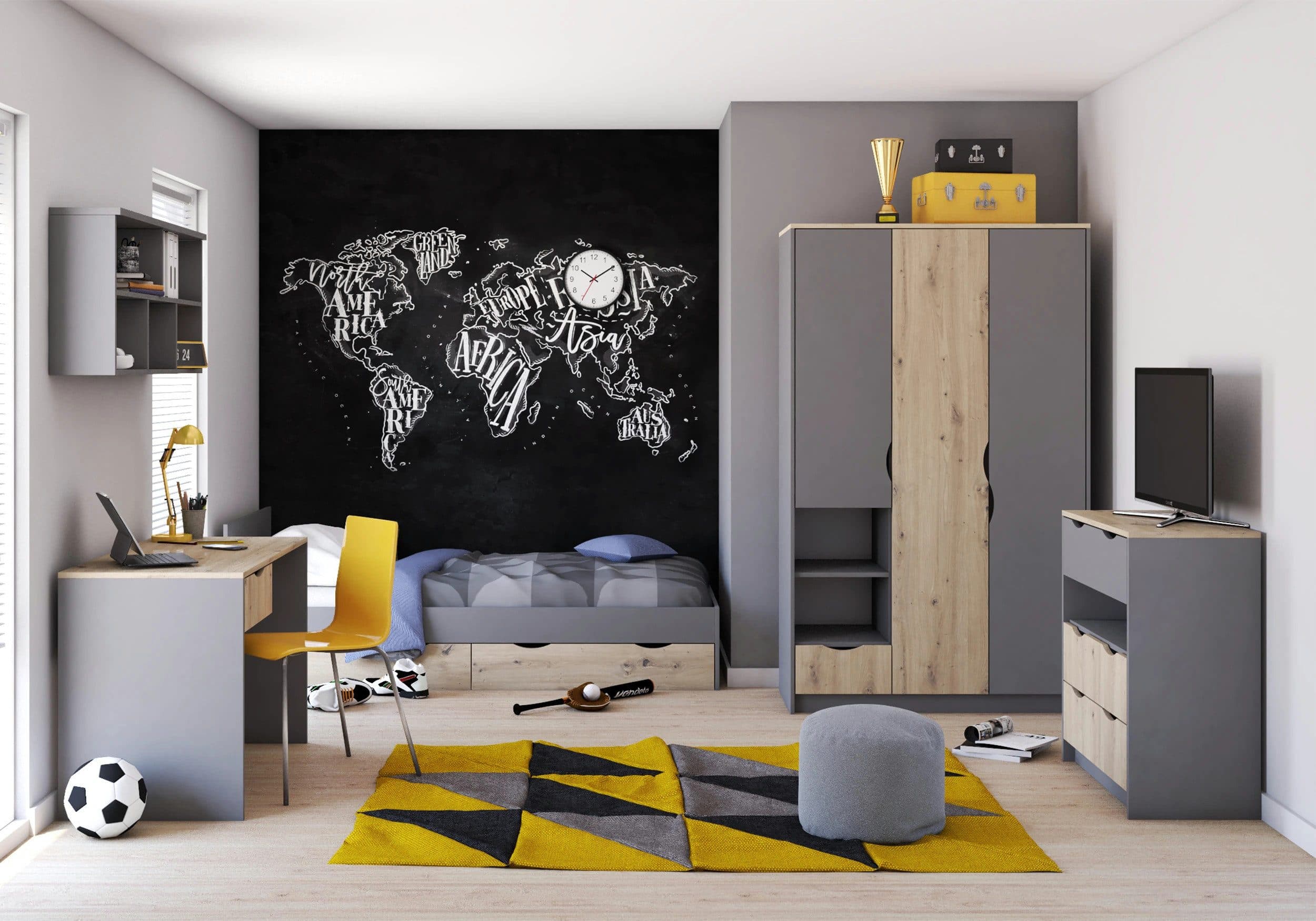 möbel-direkt.de Jugendzimmer-Set Zamiro Grau Artisan Eiche Komplettset - Bild 2