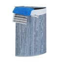 relaxdays Eckwäschekorb Bambus Grau Weiß Faltbar mit Deckel Bild 2