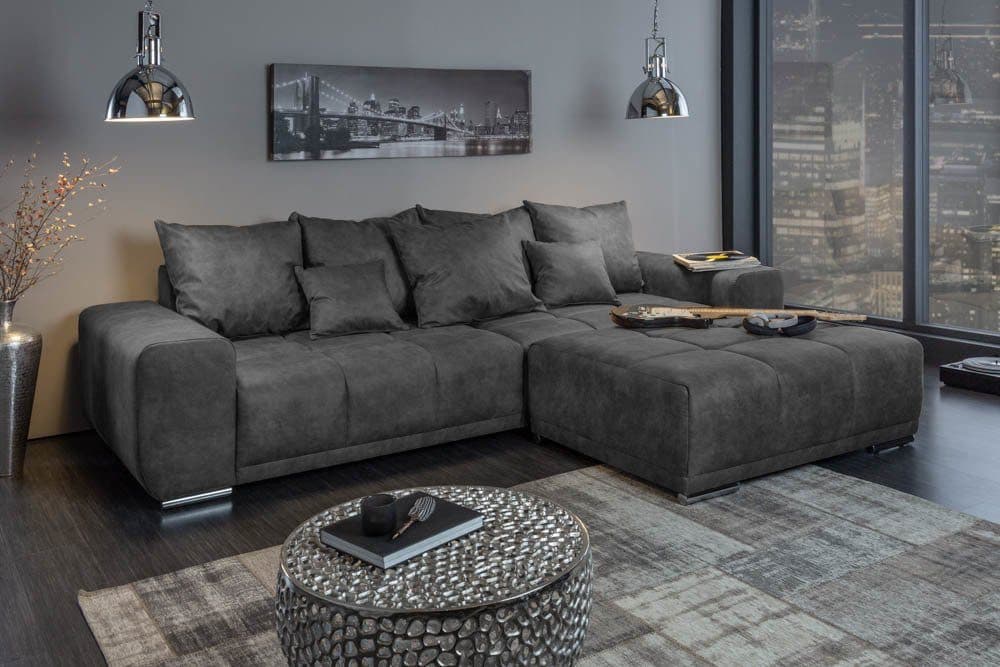 riess-ambiente Big-Sofa ELEGANCIA 285cm Grau Microfaser mit Federkern - Bild 2